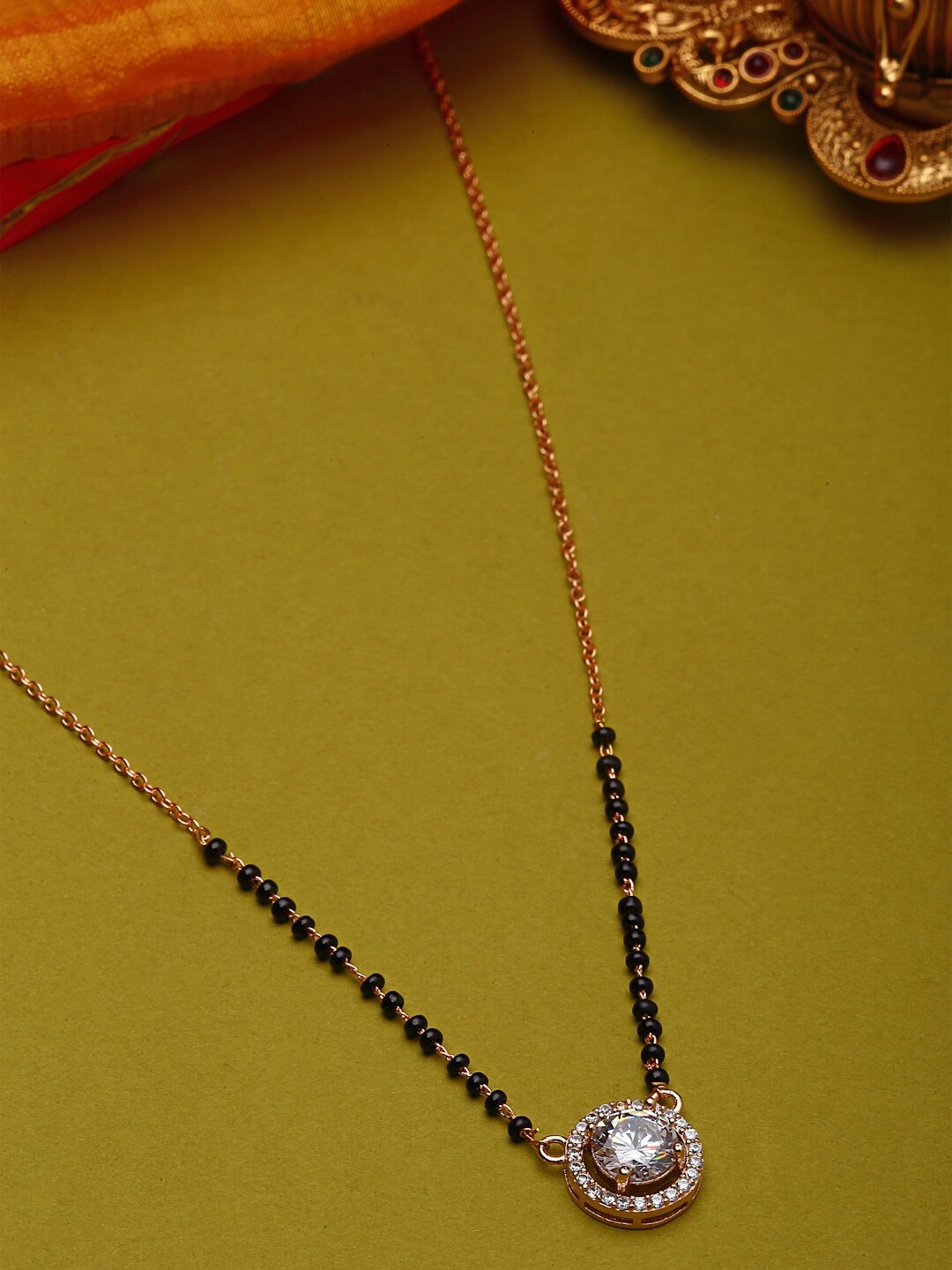 

PANASH Gold Plated CZ Studded & Beaded Mangalsutra