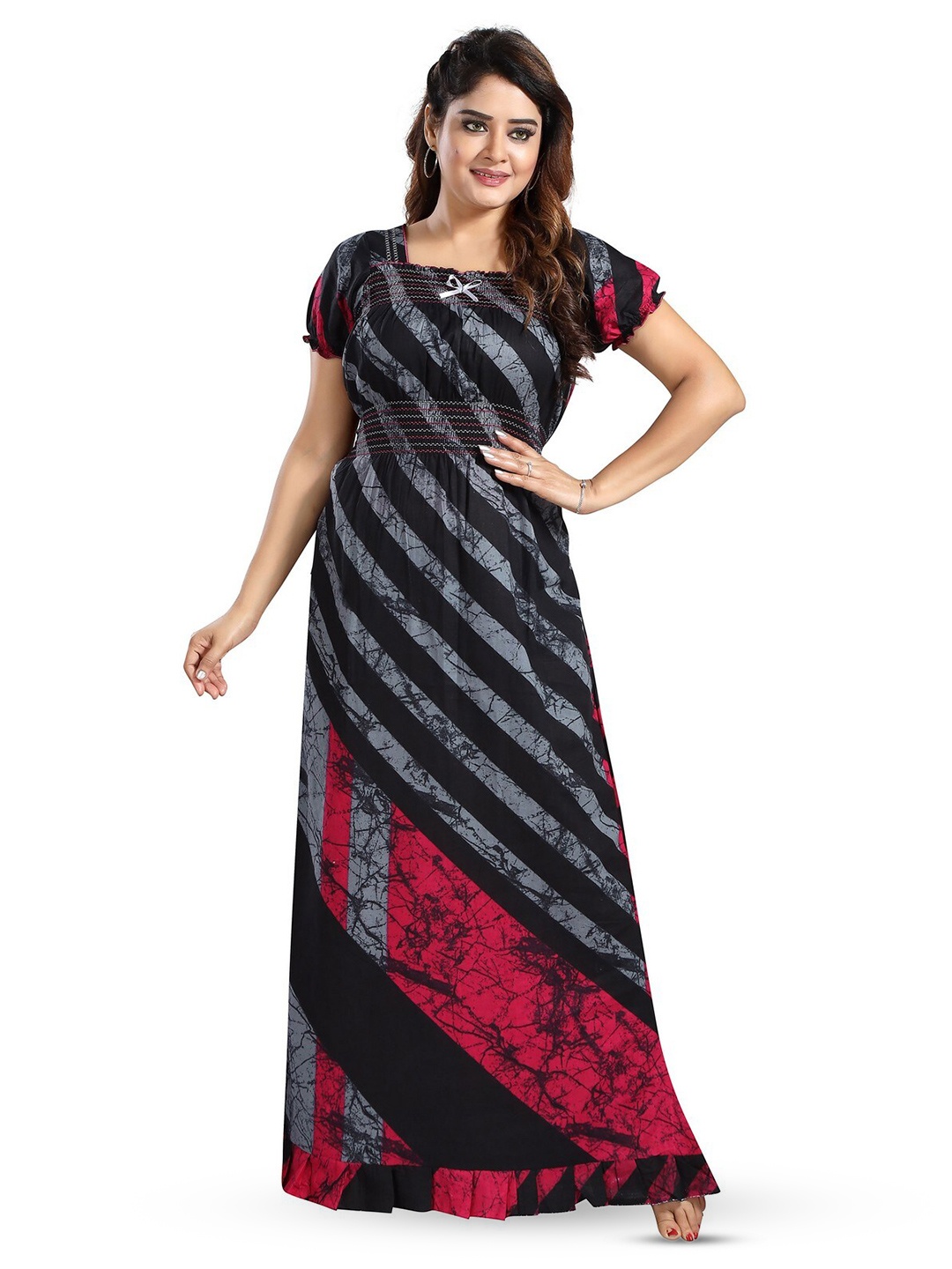 

CINCO Striped Maxi Nightdress, Black