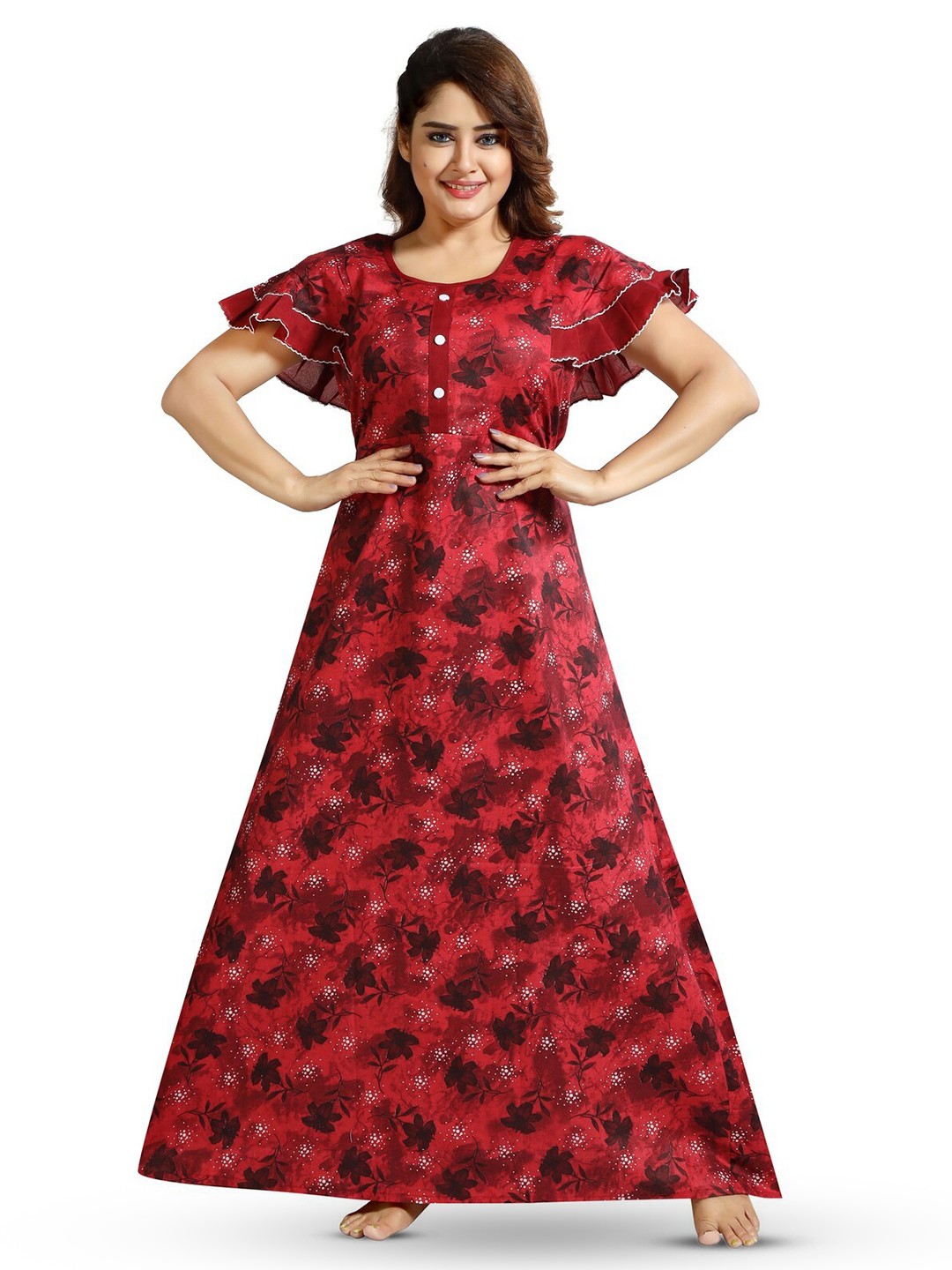 

CINCO Floral Printed Maxi Nightdress, Red