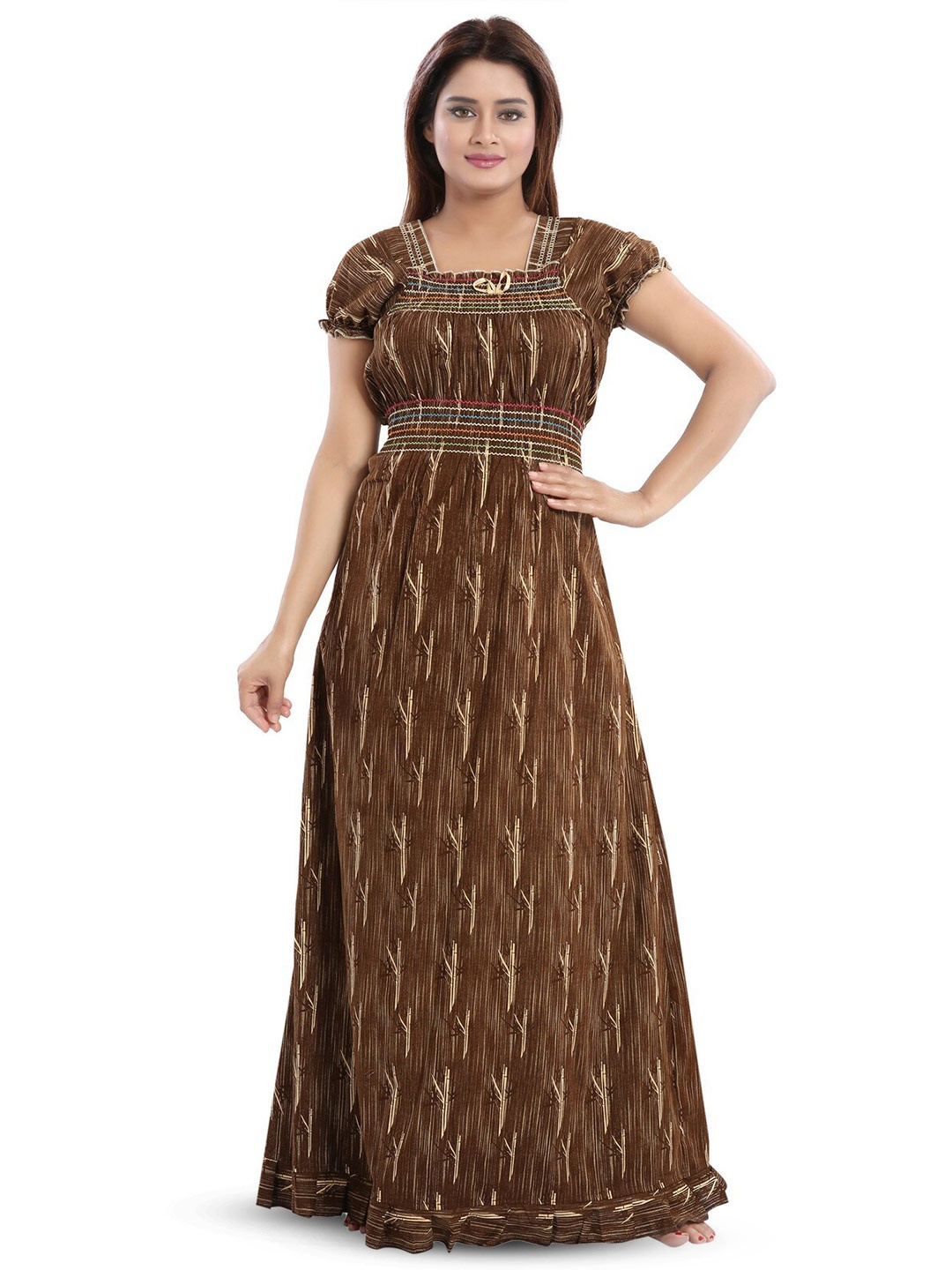 

CINCO Floral Printed Square Neck Maxi Nightdress, Brown