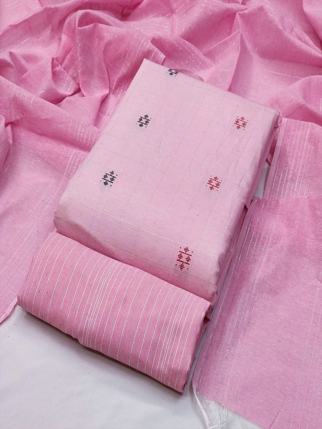 

APNISHA Printed Unstitched Dress Material, Pink