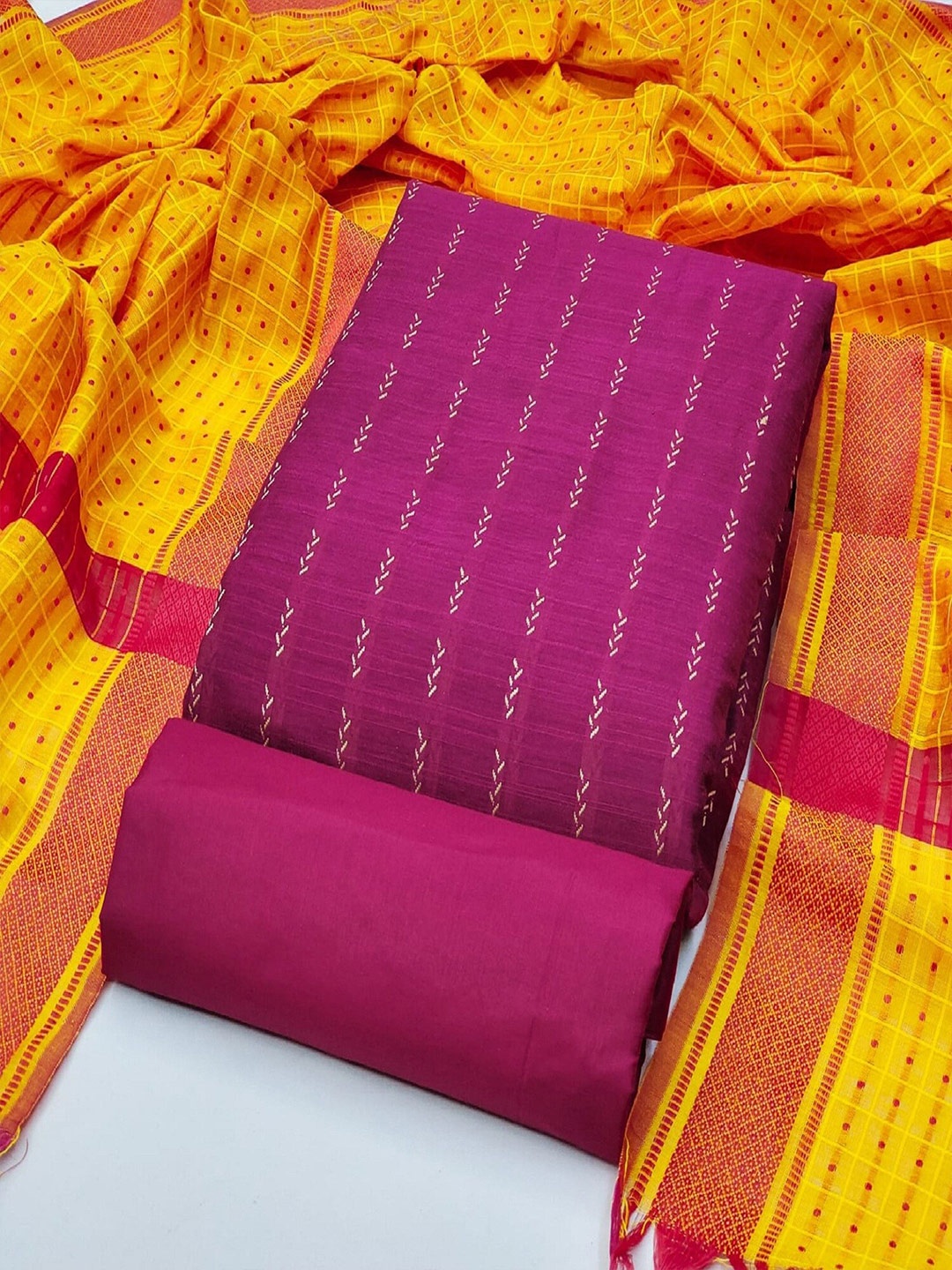 

APNISHA Printed Unstitched Dress Material, Pink