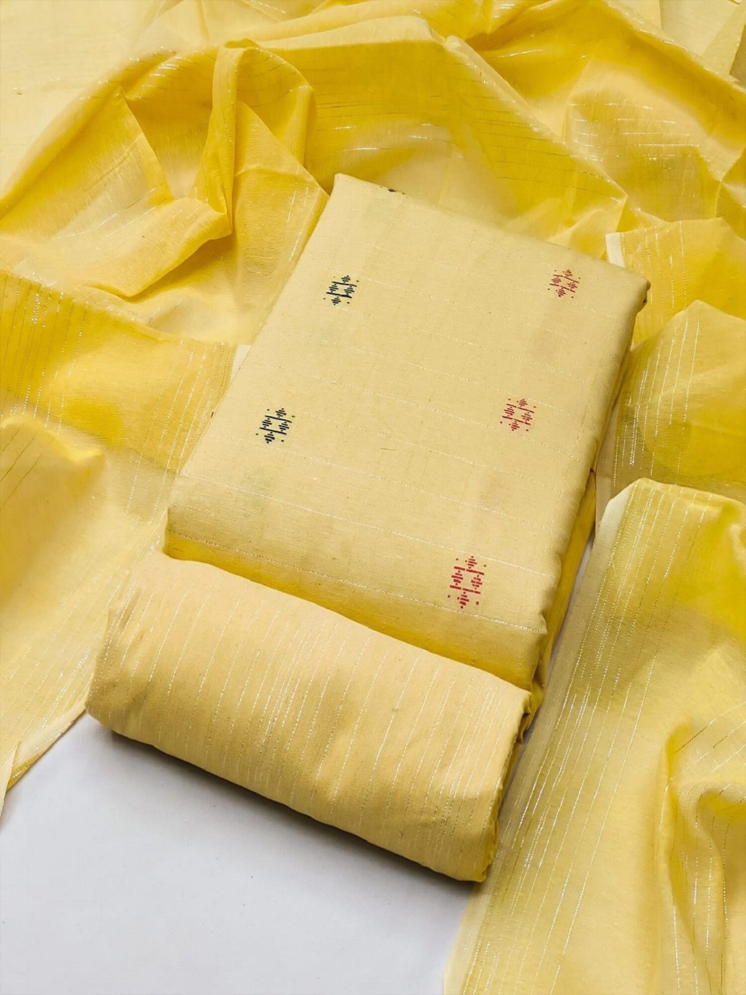 

APNISHA Geometric Woven Design Unstitched Dress Material, Yellow