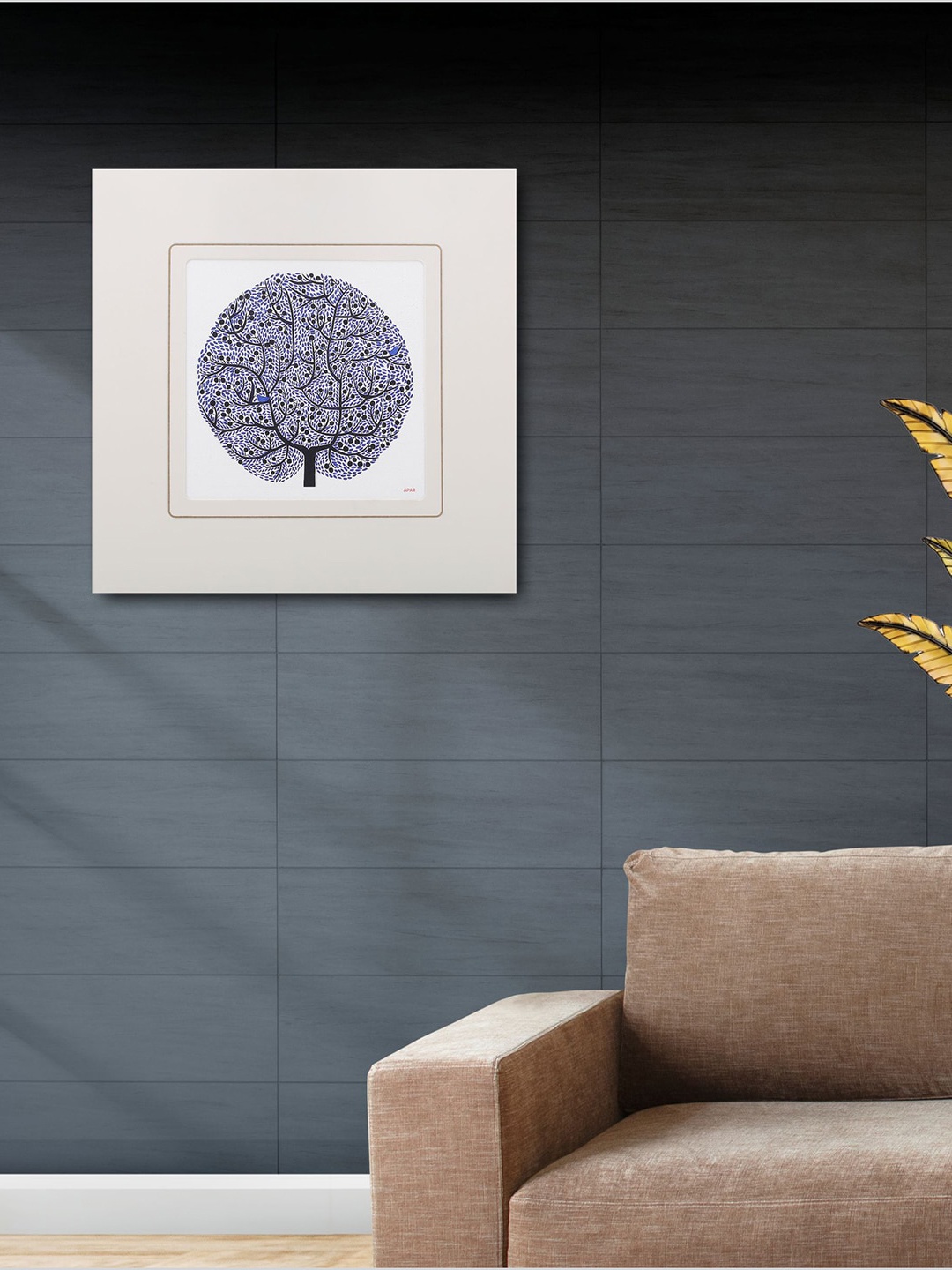 

VEA Blue & Black Pottery Printed Framed Wall Art, White