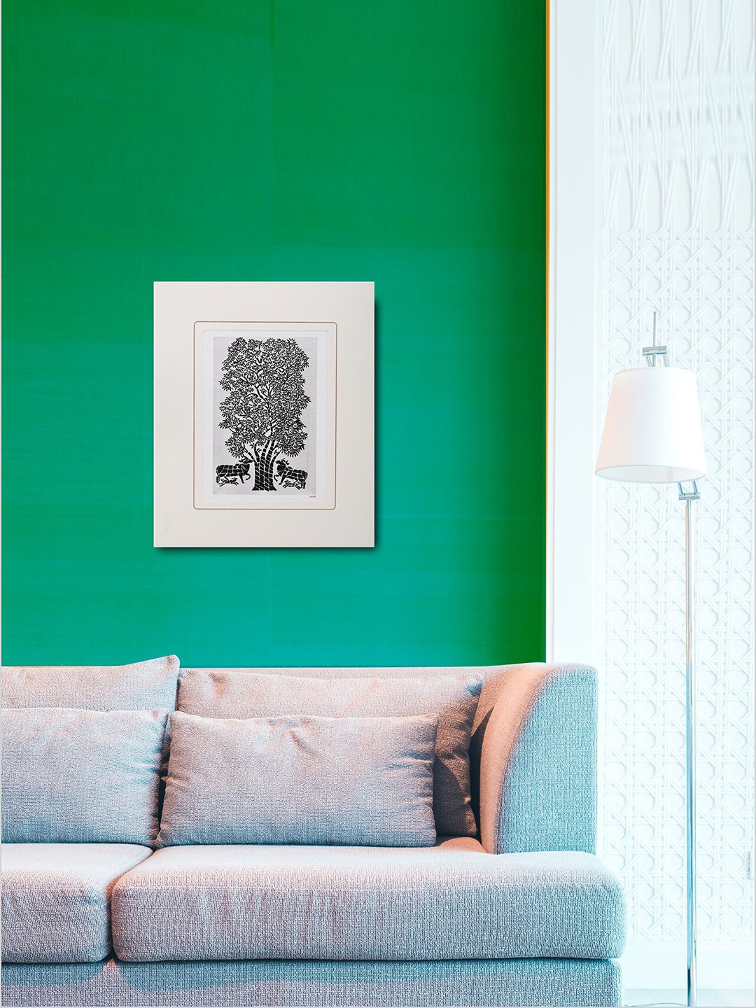 

VEA White & Black Saanji Printed Framed Wall Art