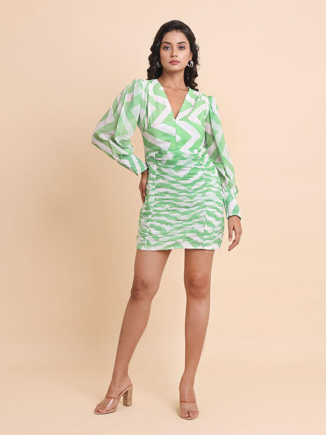 

Disli Chevron Printed Sheath Dress, Green