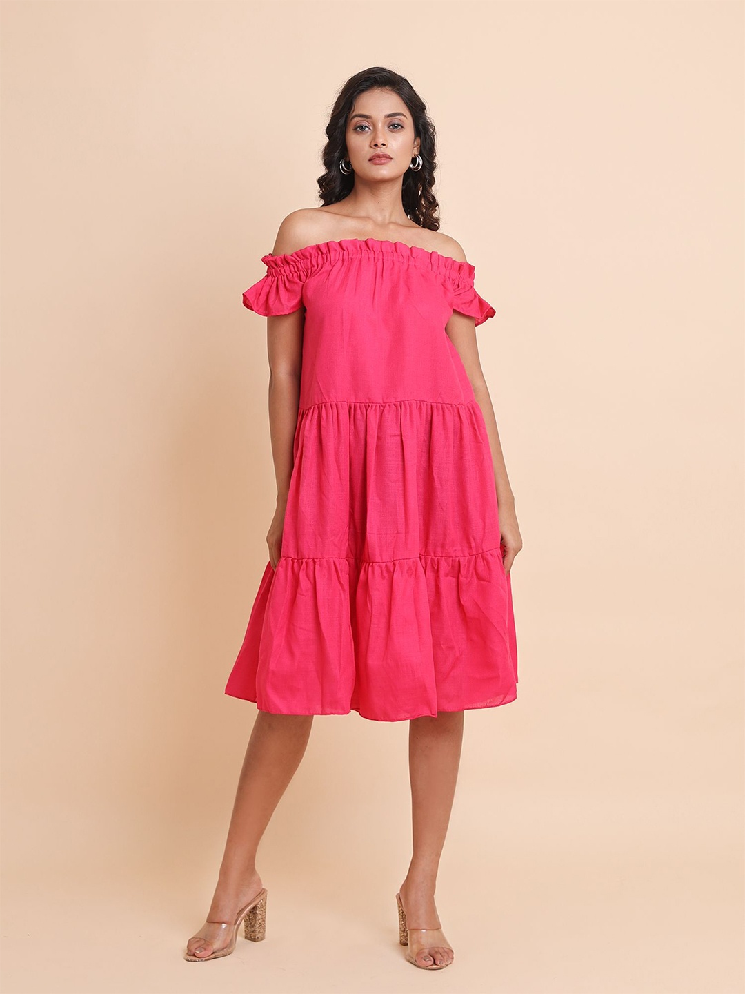 

Disli Cotton Tiered A-Line Dress, Pink