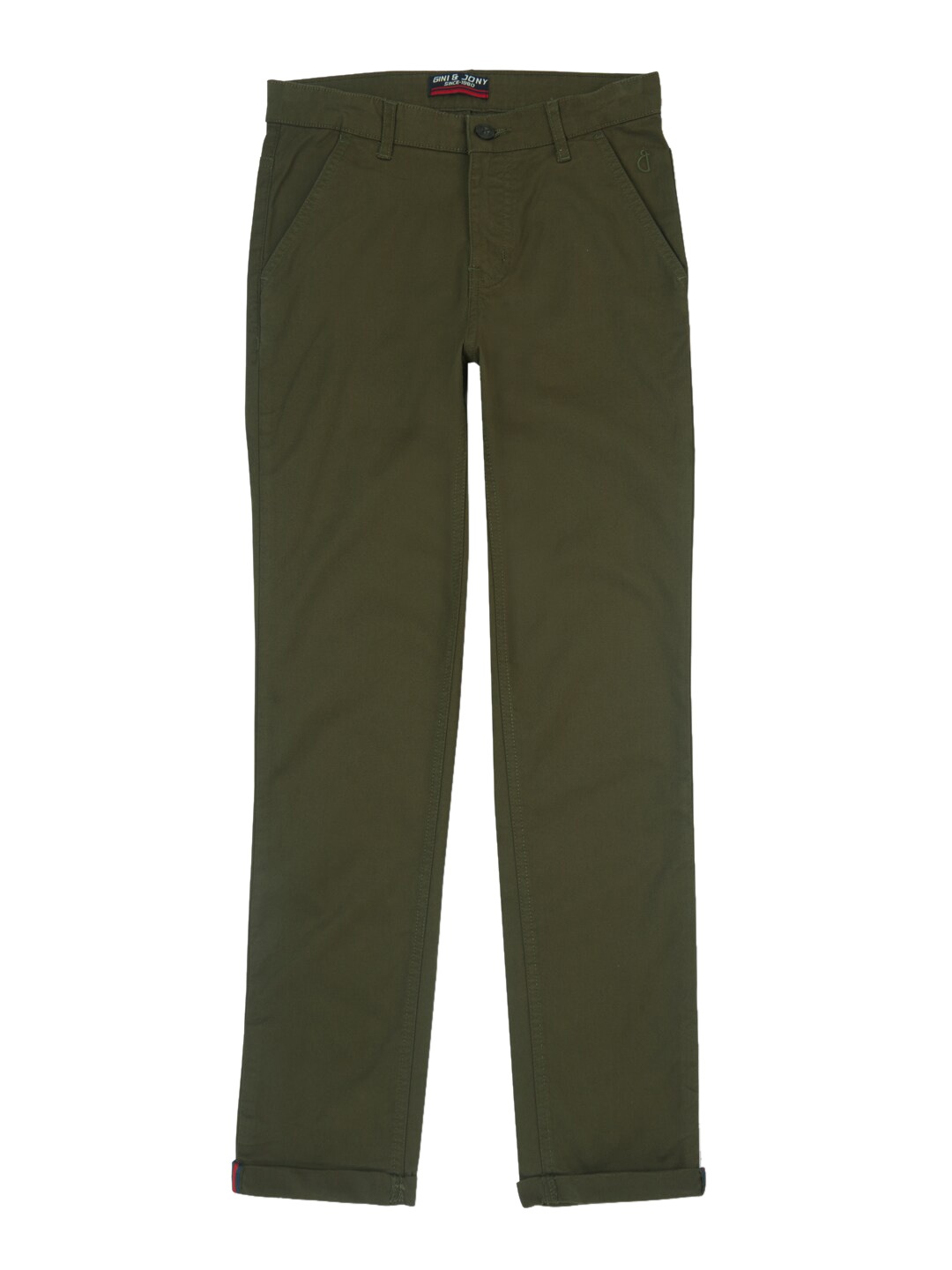 

Gini and Jony Boys Mid-Rise Cotton Chinos, Olive