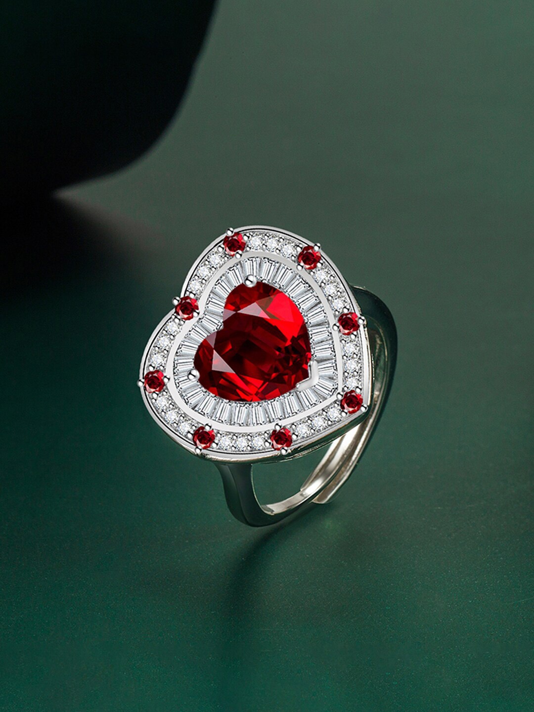 

Designs & You Silver-Plated CZ Studded Finger Ring