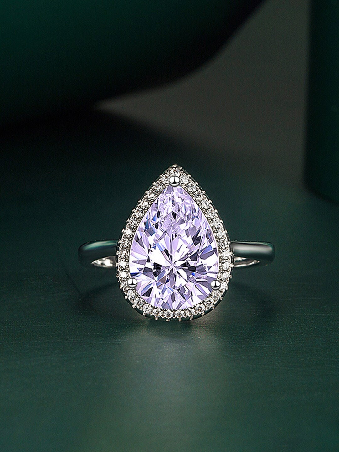 

Designs & You Silver-Plated CZ Studded Finger Ring