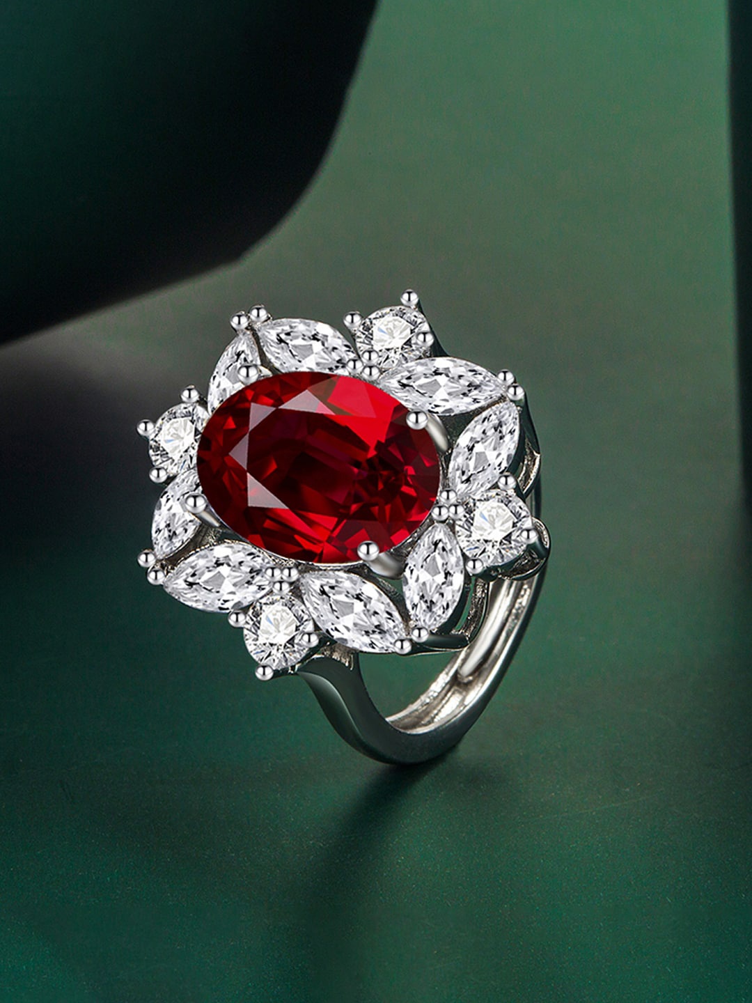 

Designs & You Silver-Plated Cubic Zirconia Studded Finger Ring