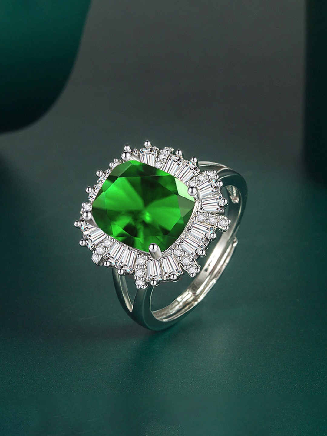 

Designs & You Silver-Plated CZ Studded Finger Ring