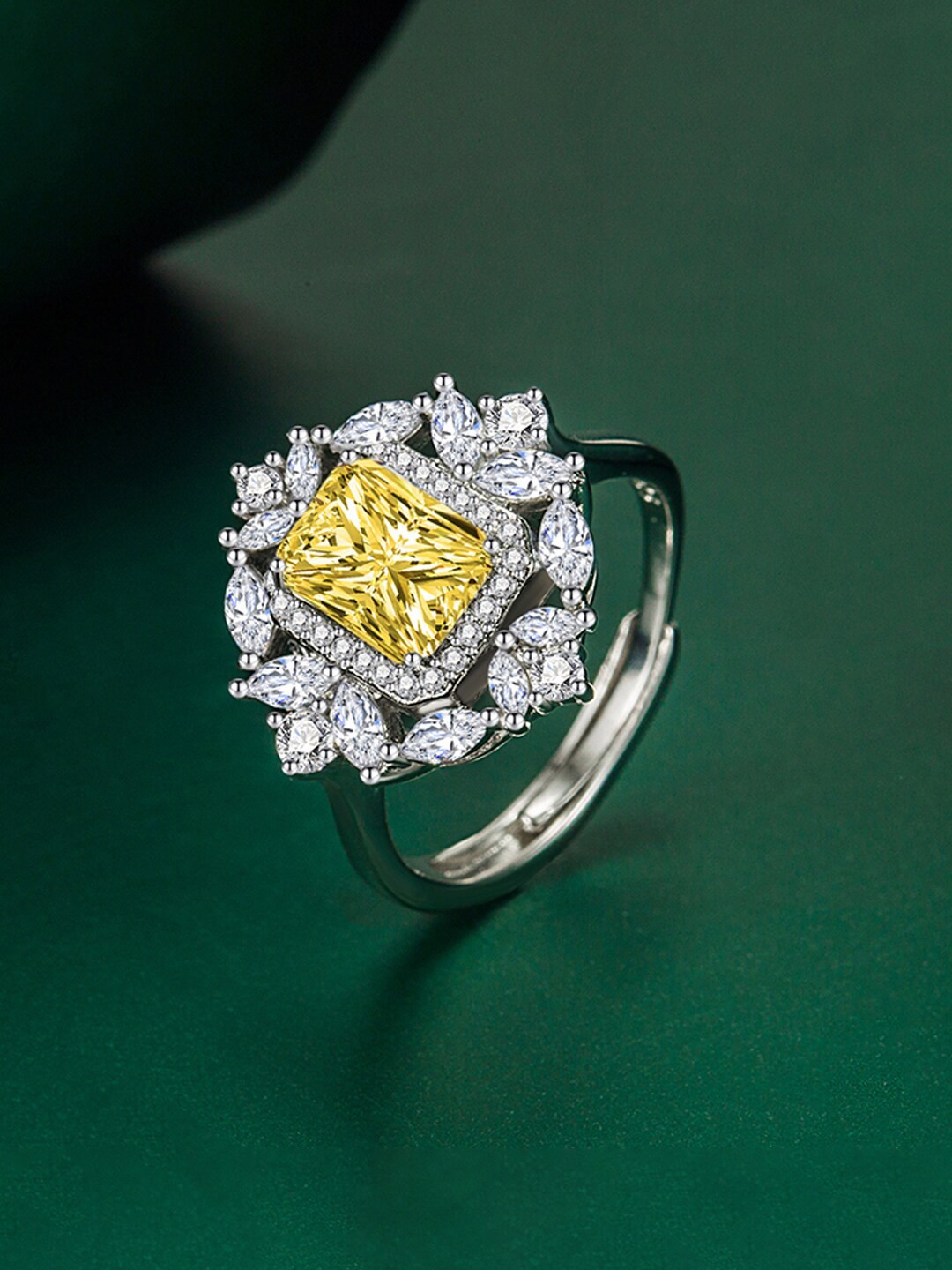 

Designs & You Silver-Plated CZ Studded Finger Ring
