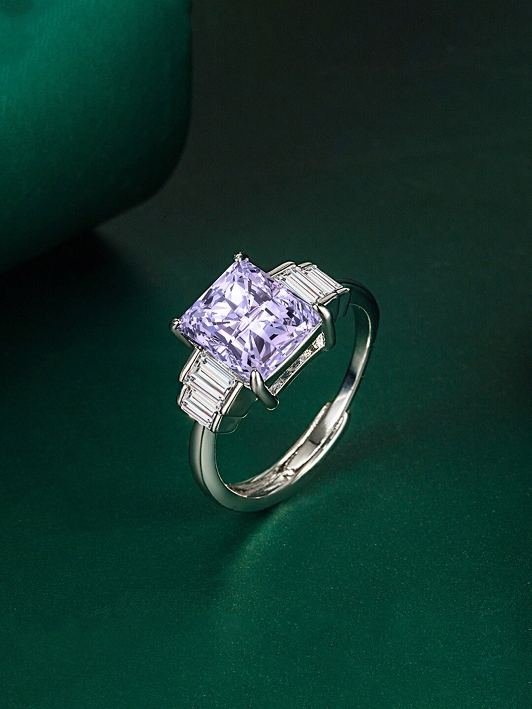 

Designs & You Silver-Plated Cubic Zirconia Studded Finger Ring