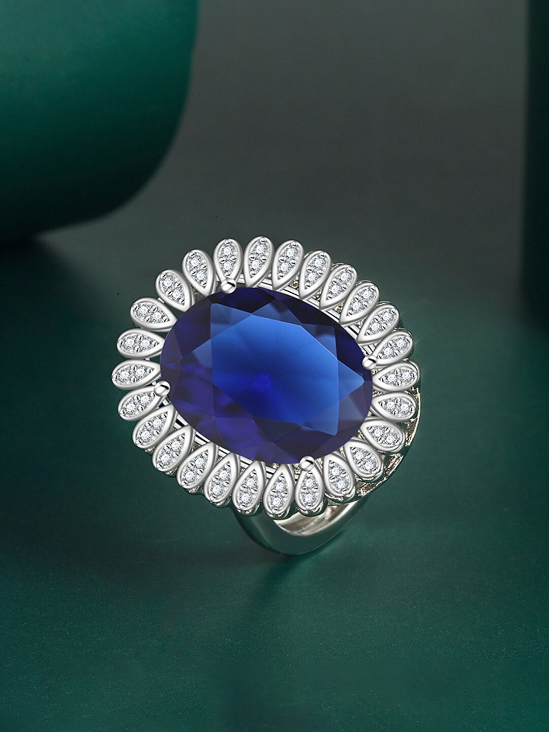 

Designs & You Silver-Plated CZ Studded Ring