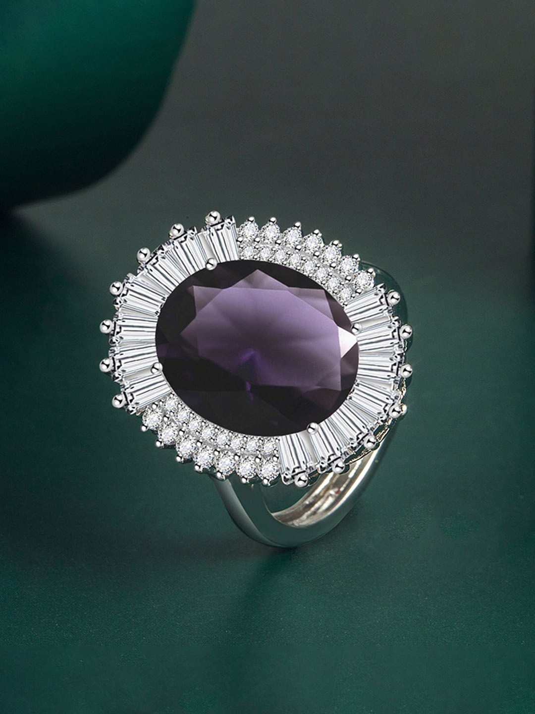 

Designs & You Silver-Plated CZ-Studded Finger Ring