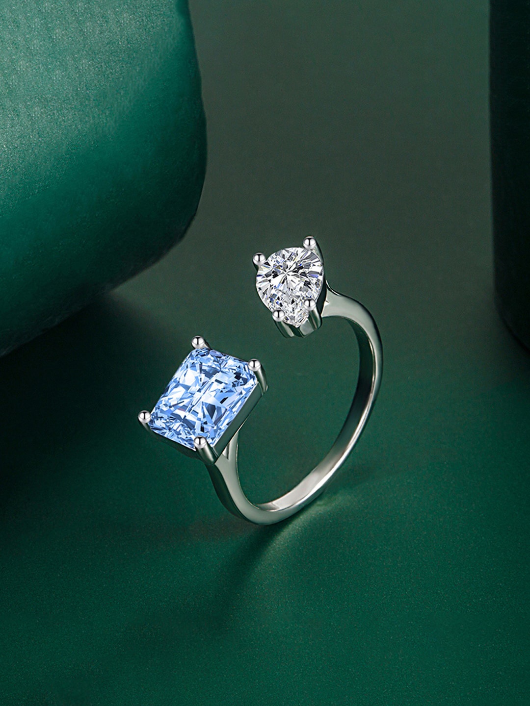 

Designs & You Silver-Plated Cubic Zirconia-Studded Finger Ring