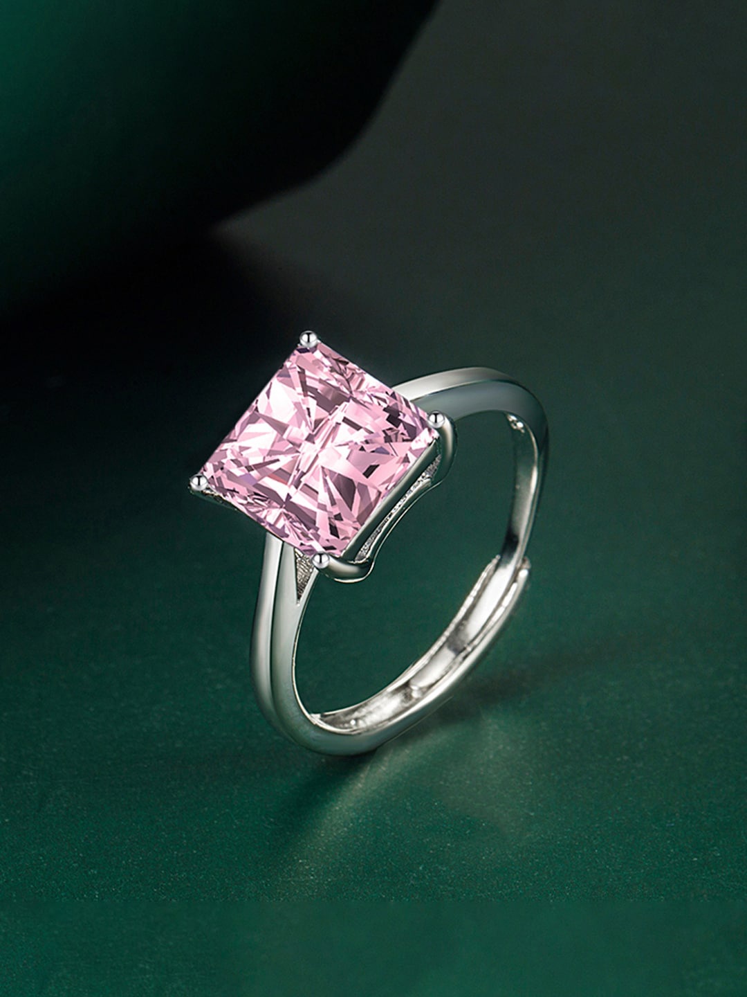 

Designs & You Silver-Plated Cubic Zirconia-Studded Finger Ring