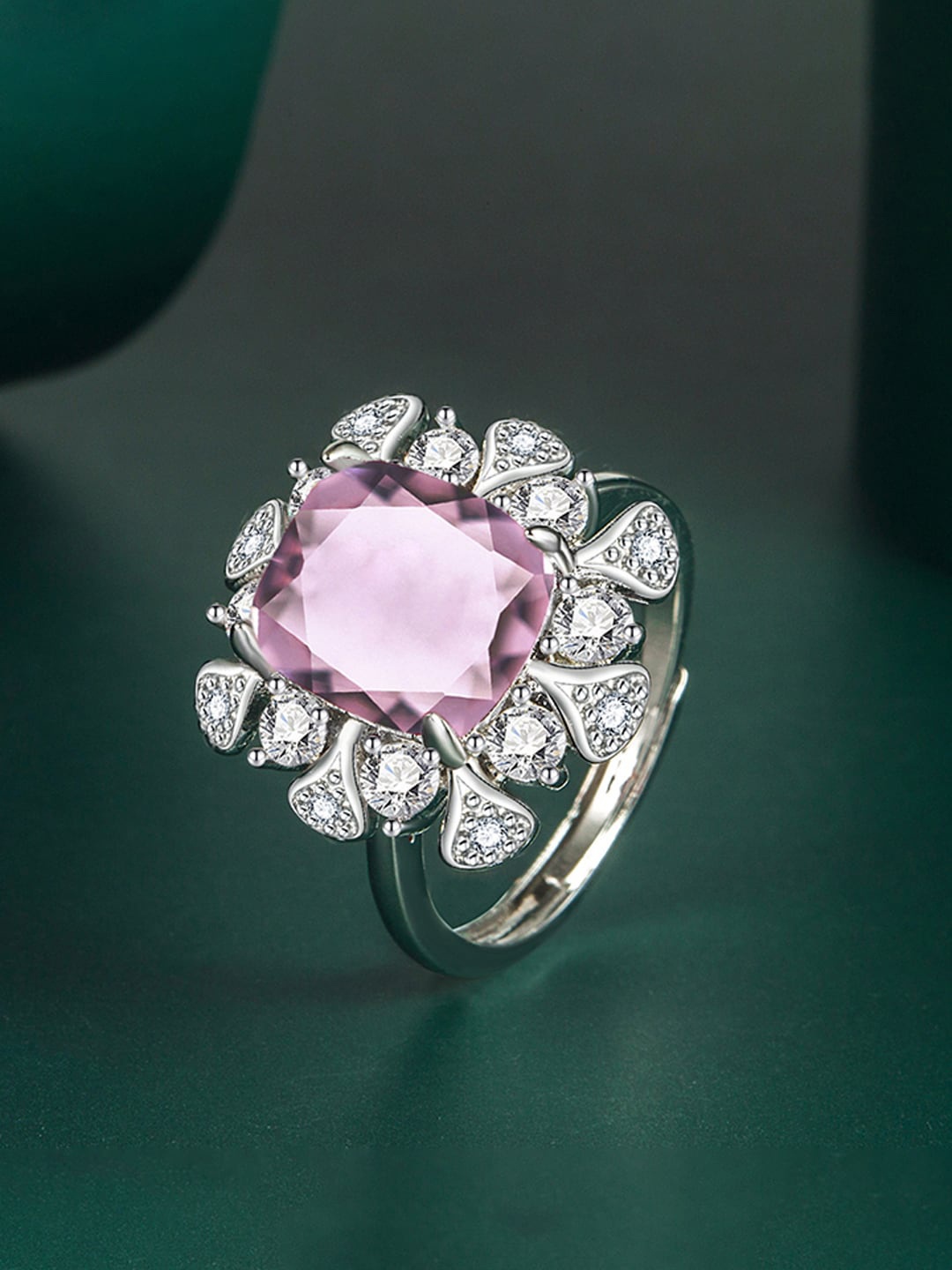 

Designs & You Silver-Plated CZ-Studded Finger Ring