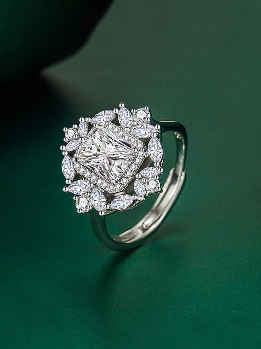 

Designs & You Silver-Plated CZ-Studded Finger Ring