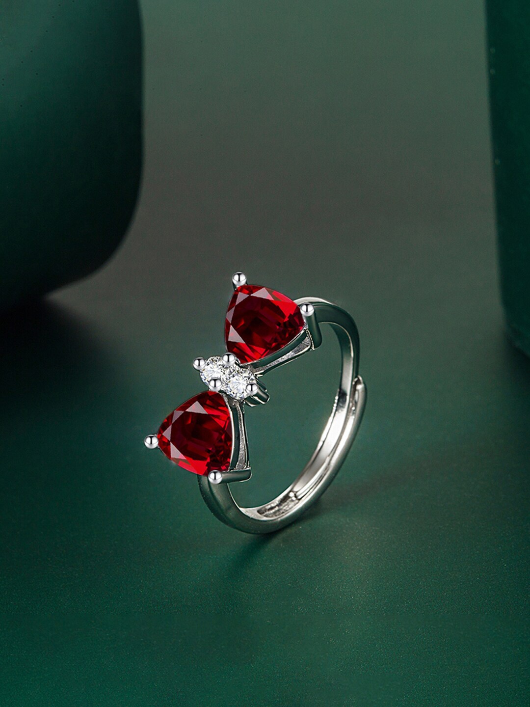 

Designs & You Silver-Plated CZ-Studded Finger Ring
