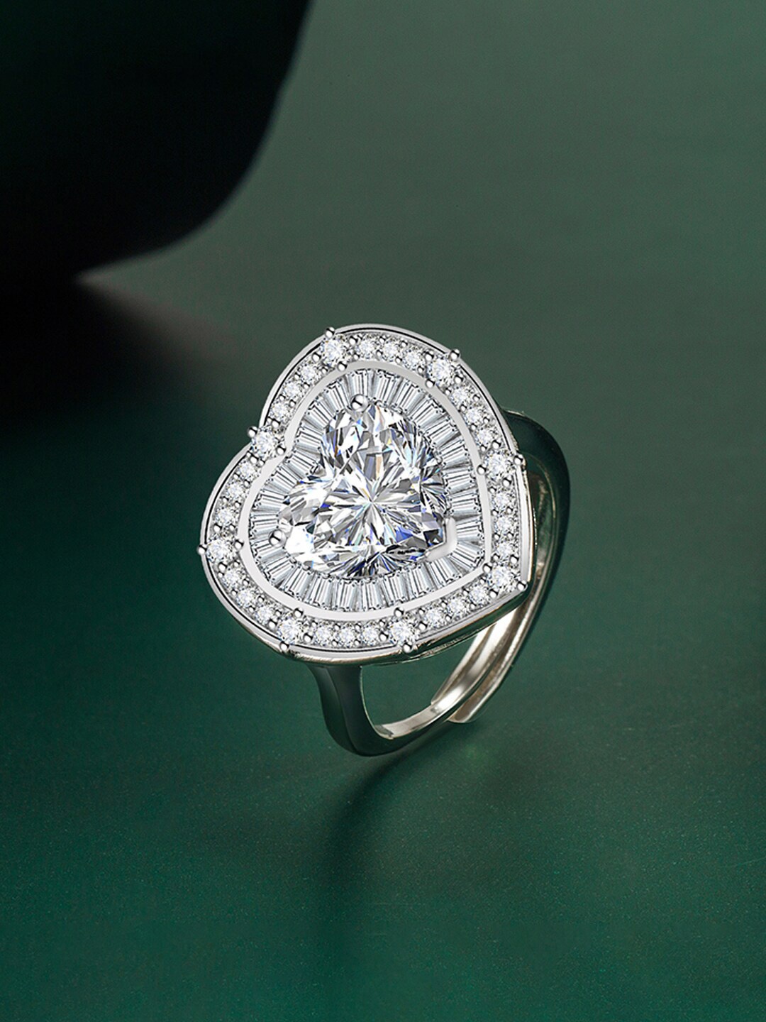 

Designs & You Silver-Plated CZ-Studded Finger Ring