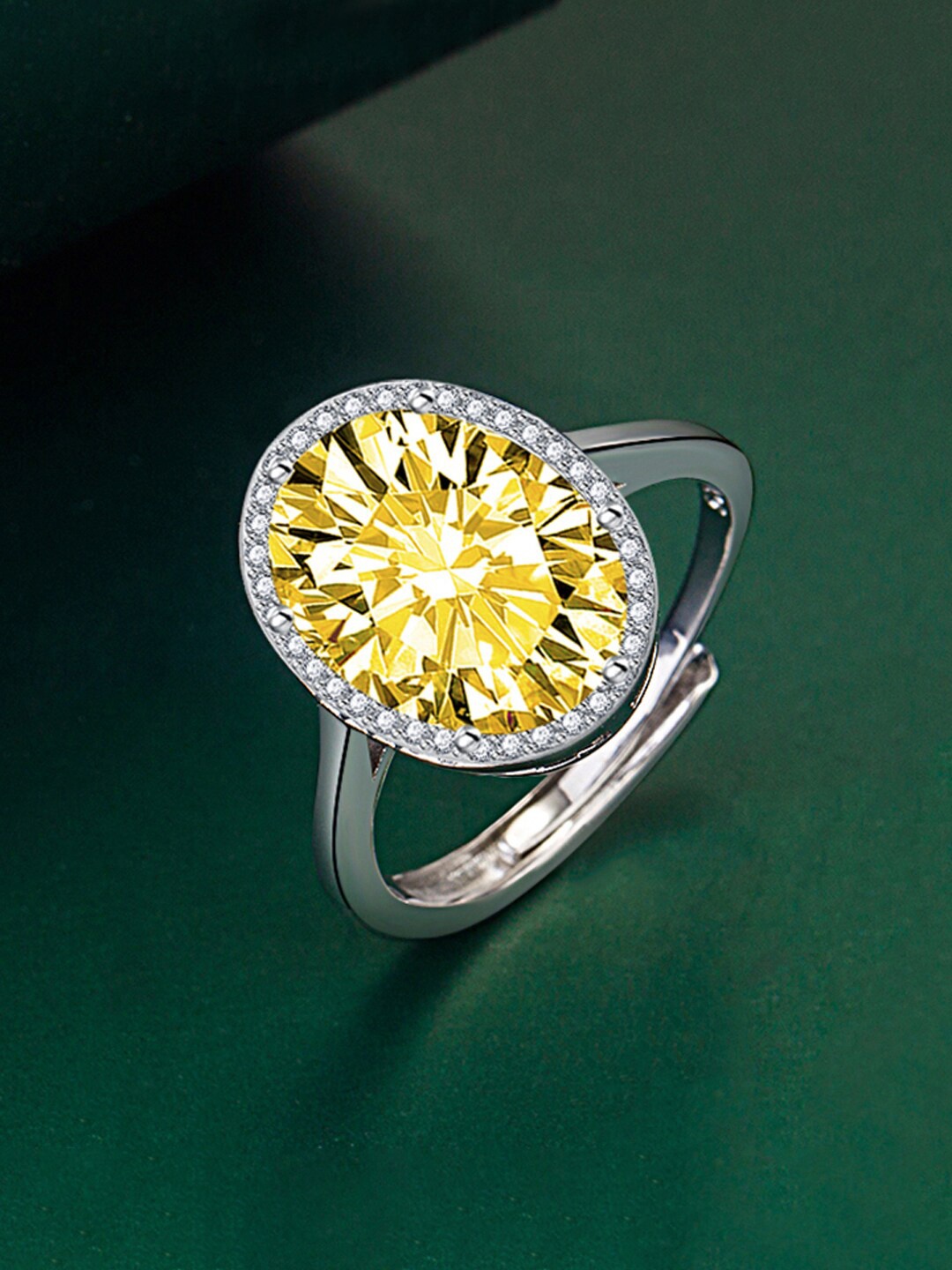 

Designs & You Silver-Plated Cubic Zirconia-Studded Finger Ring