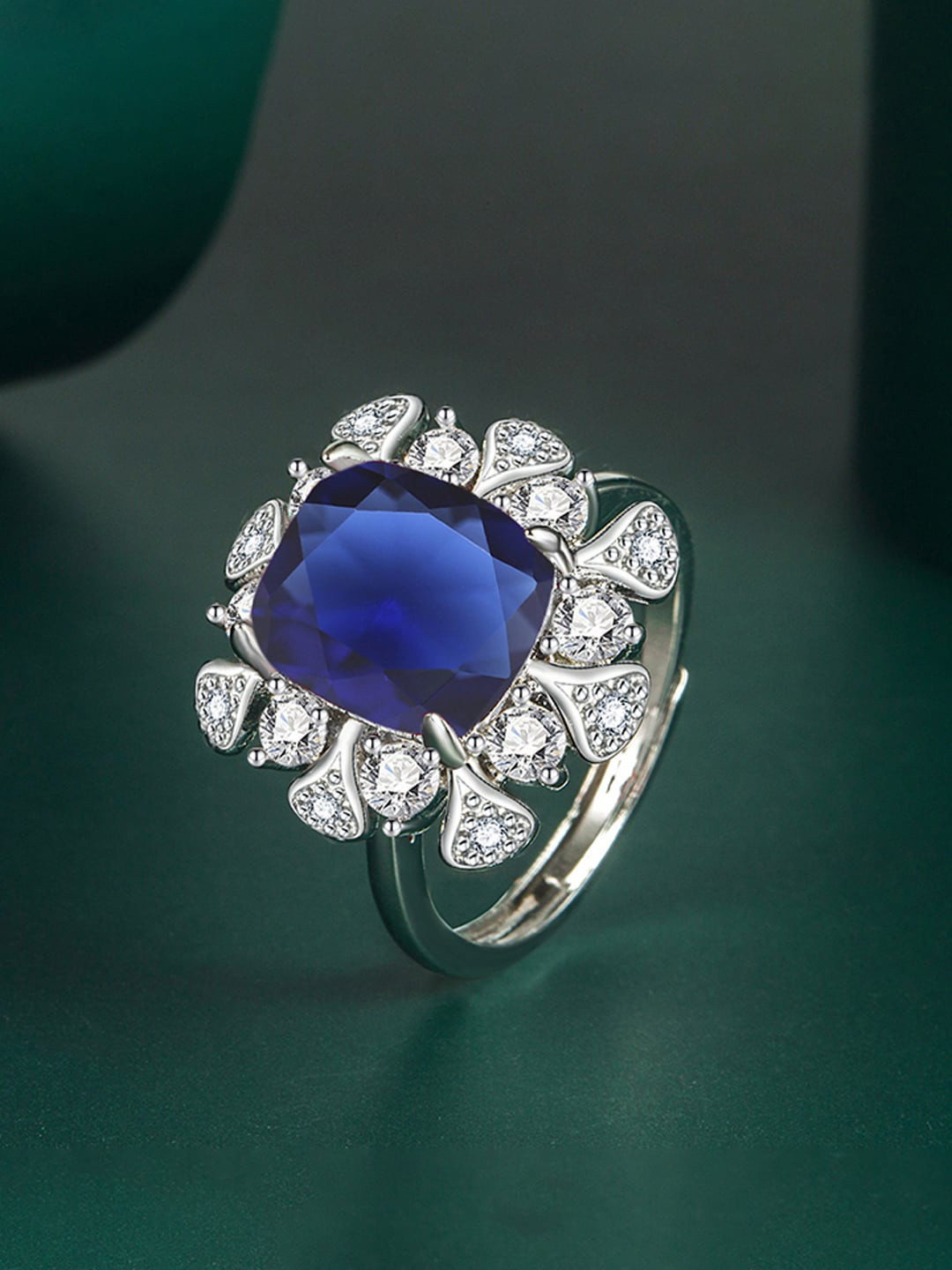 

Designs & You Silver-Plated CZ-Studded Finger Ring