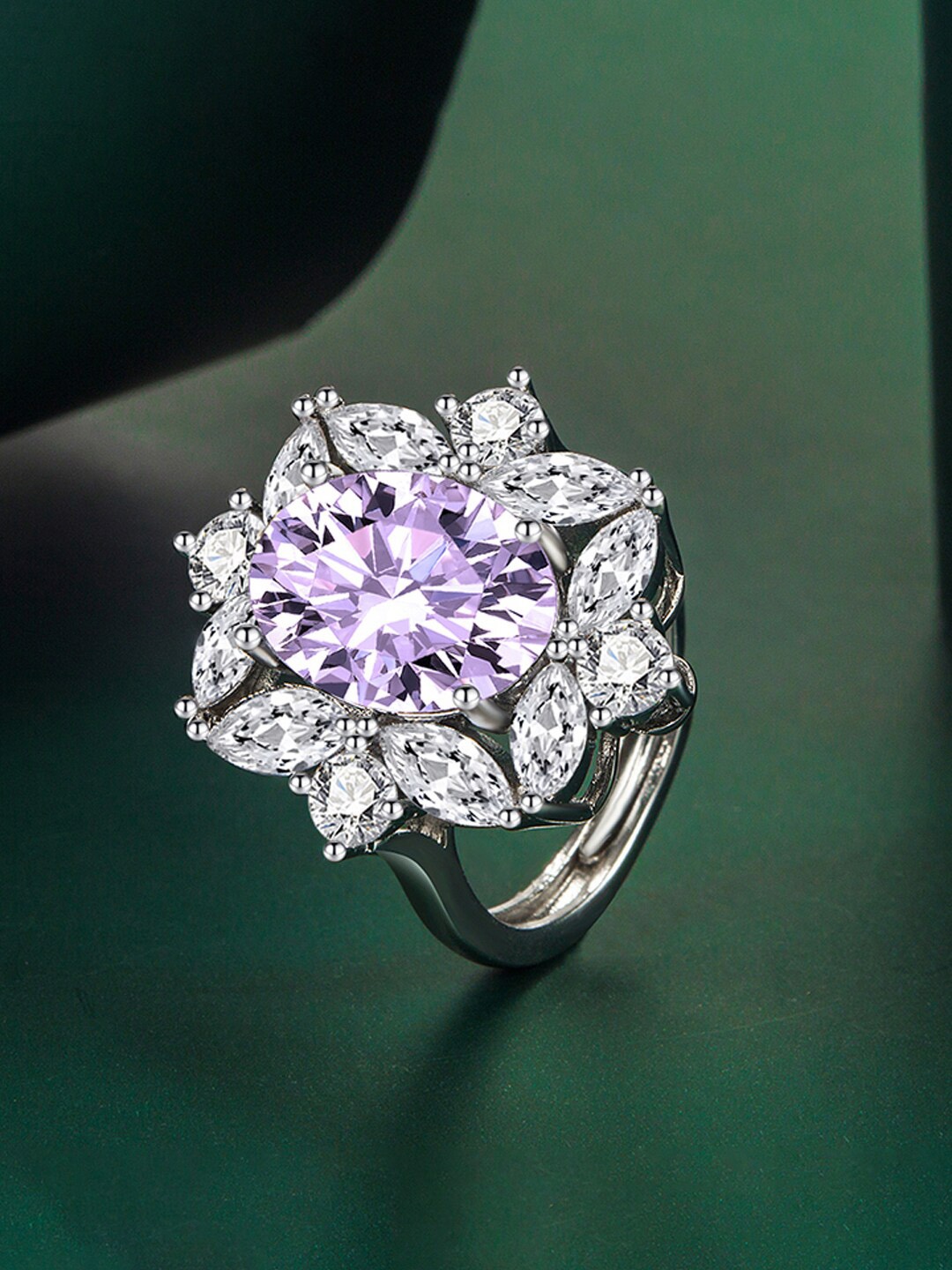 

Designs & You Silver-Plated CZ-Studded Finger Ring