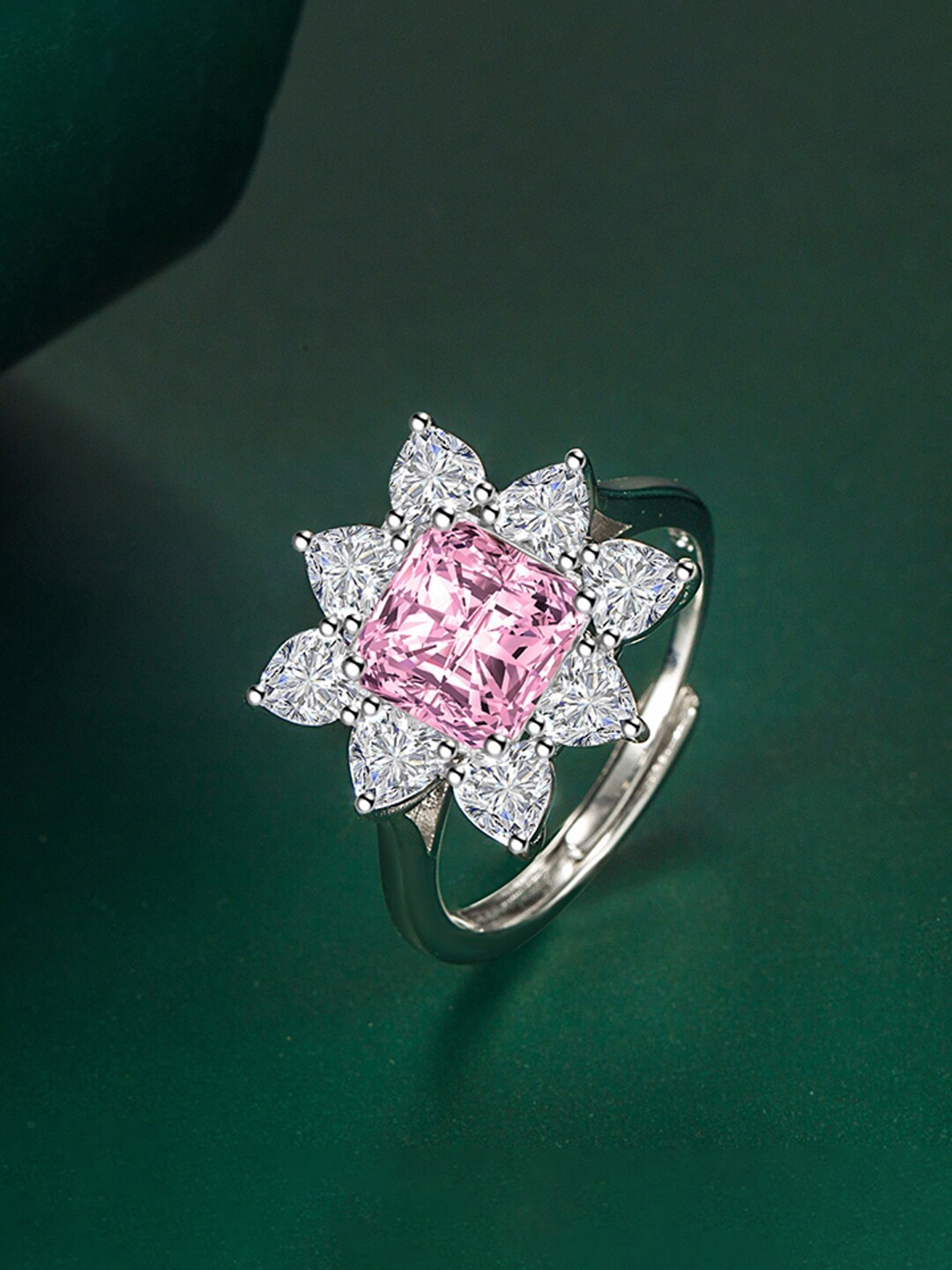 

Designs & You Silver-Plated CZ-Studded Finger Ring