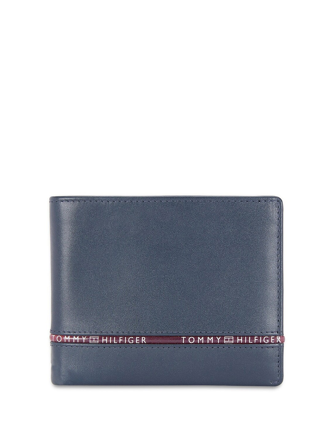 

Tommy Hilfiger Men Textured Leather Two Fold Wallet, Navy blue