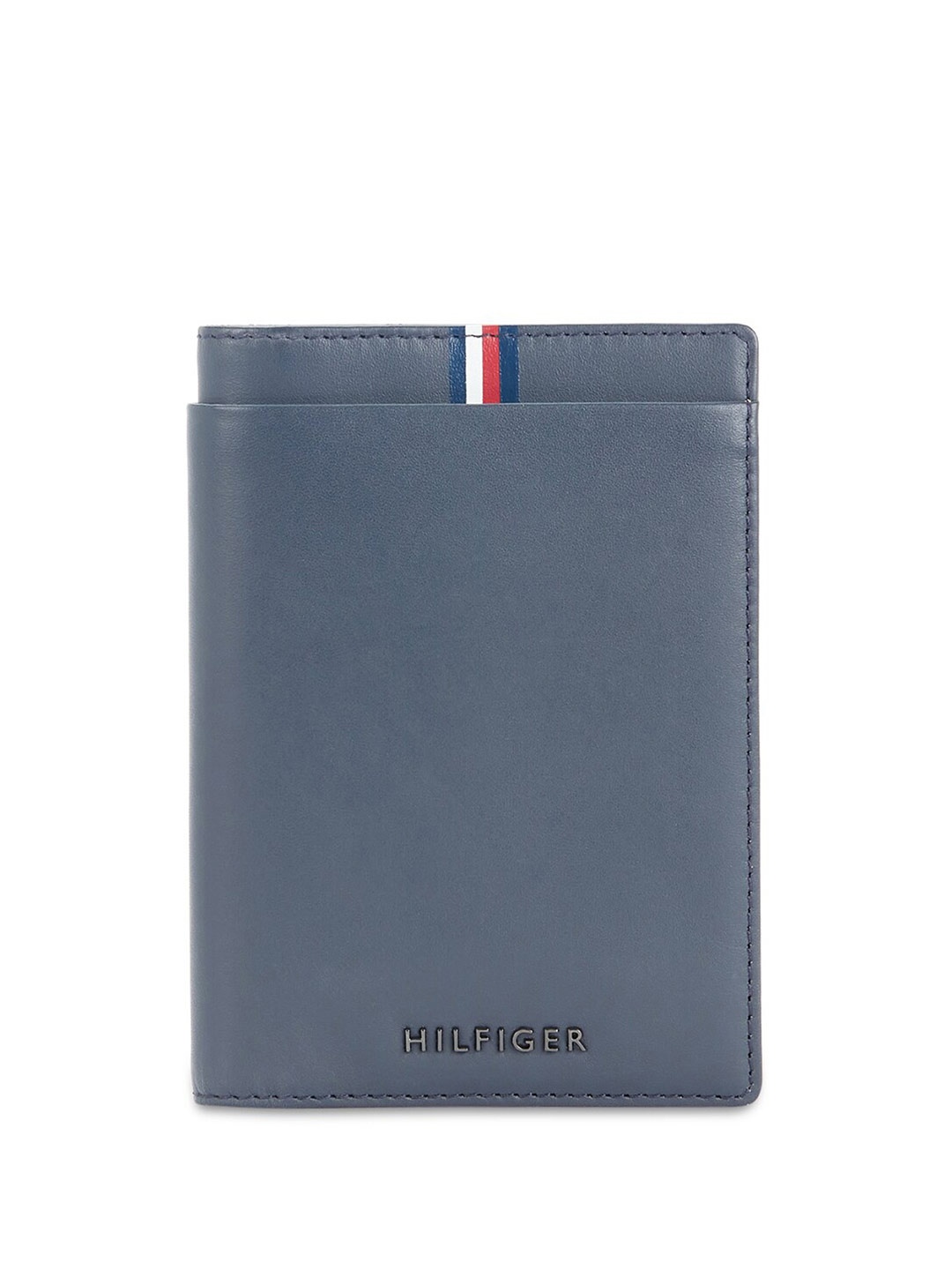 

Tommy Hilfiger Men Textured Leather Passport Holder, Navy blue