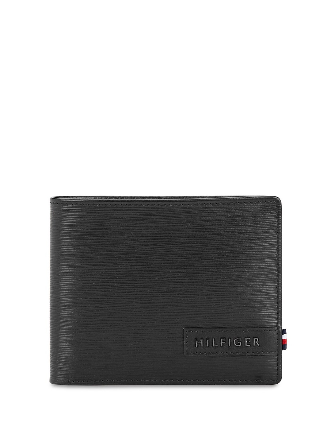 

Tommy Hilfiger Men Textured Leather Two Fold Wallet, Black