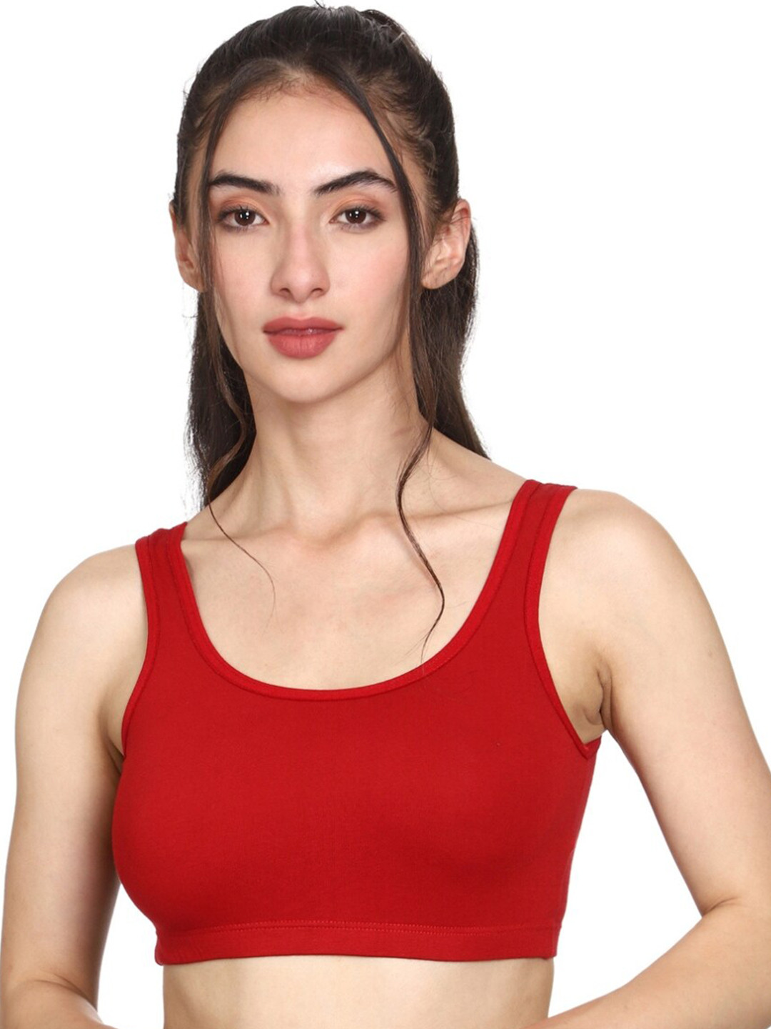 

MYSHA Full Coverage Non Padded Dry Fit Pure Cotton Workout Bra With All Day Comfort, Maroon