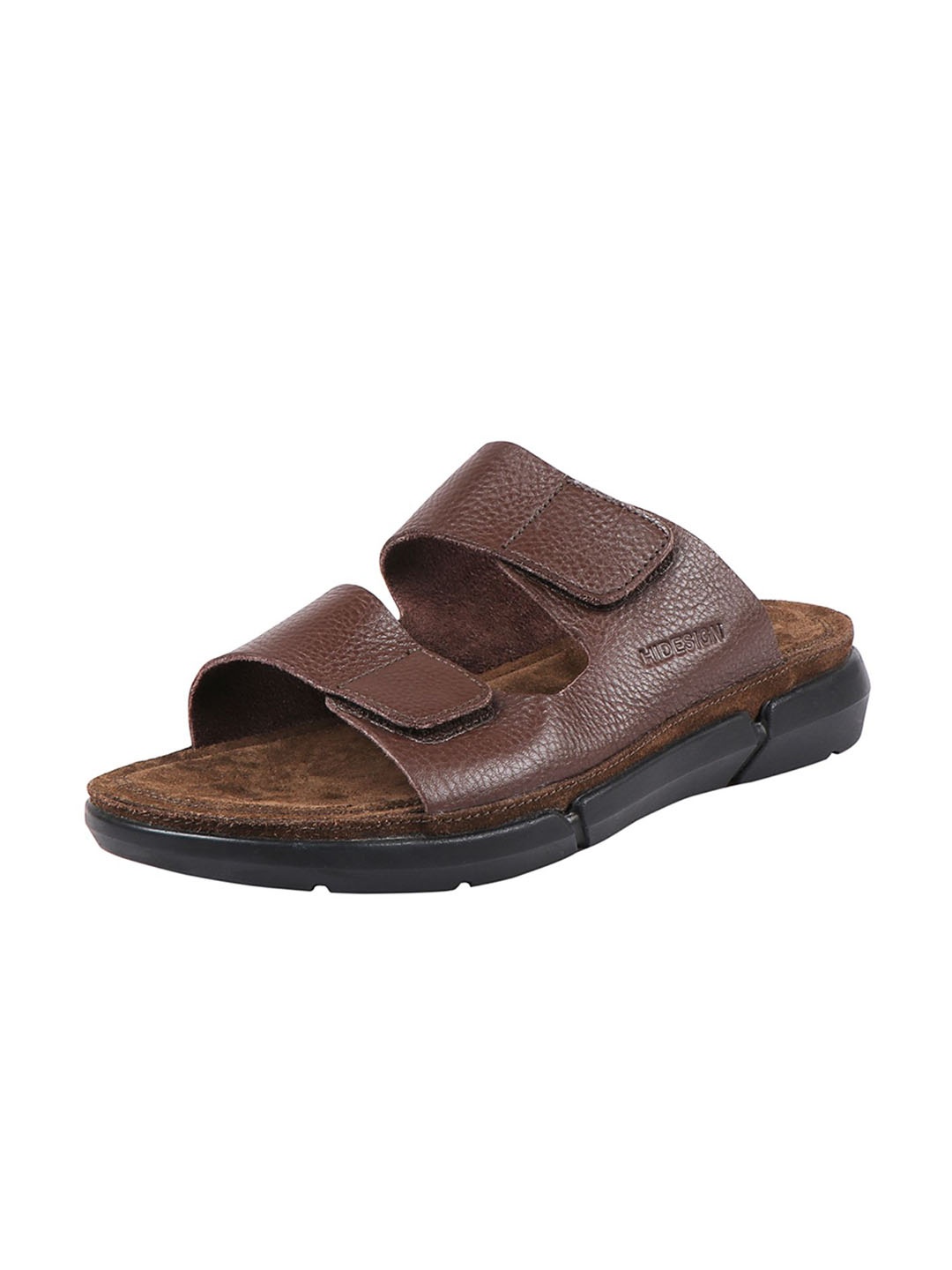 

Hidesign Men Brown & Black Leather Comfort Sandals