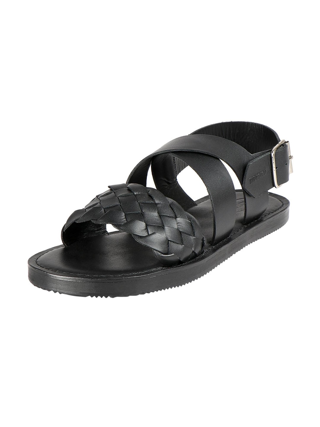 

Hidesign Men Black Leather Comfort Sandals