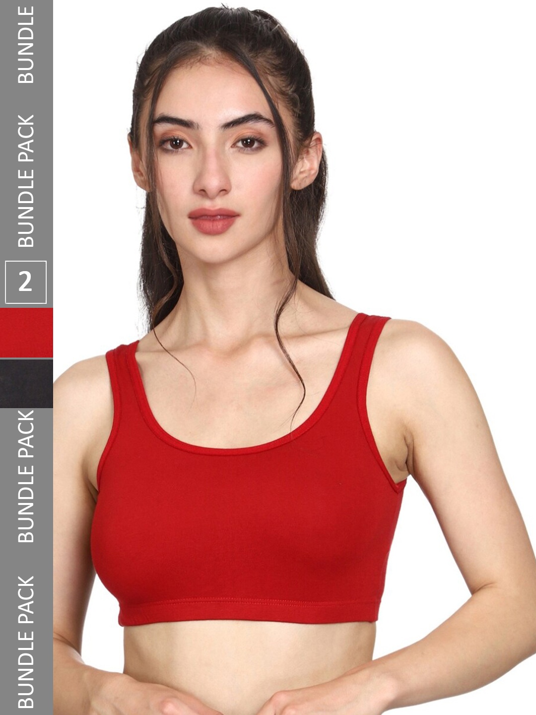 

MYSHA Pack Of 2 Full Coverage Dry Fit Workout Bra With All Day Comfort, Black