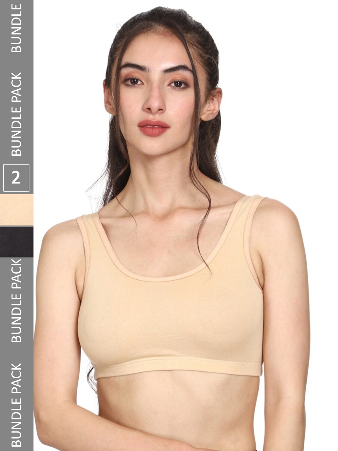 

MYSHA Pack Of 2 Full Coverage Dry Fit Workout Bra With All Day Comfort, Black