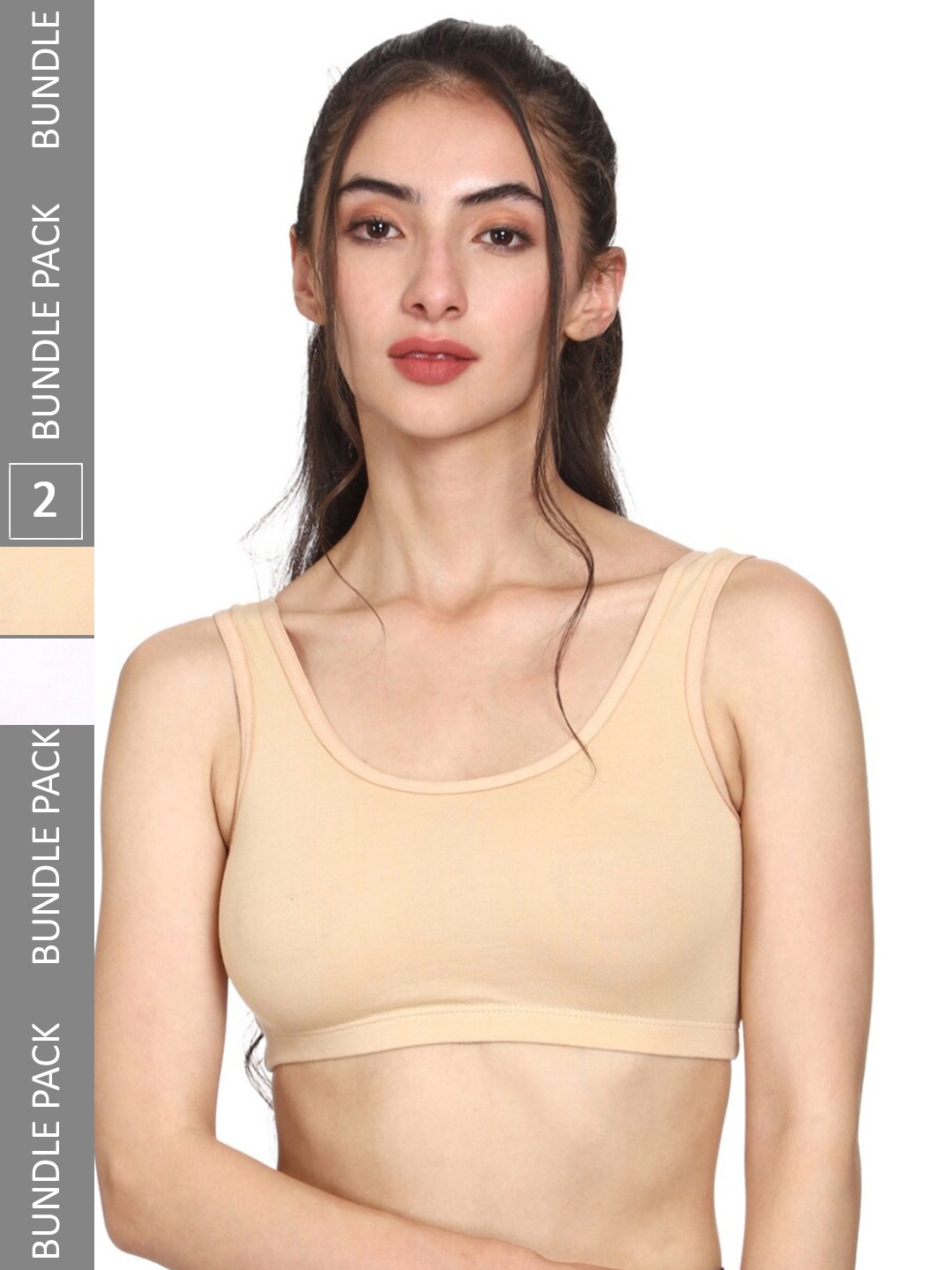 

MYSHA Pack Of 2 Full Coverage Dry Fit Workout Bra With All Day Comfort, Beige