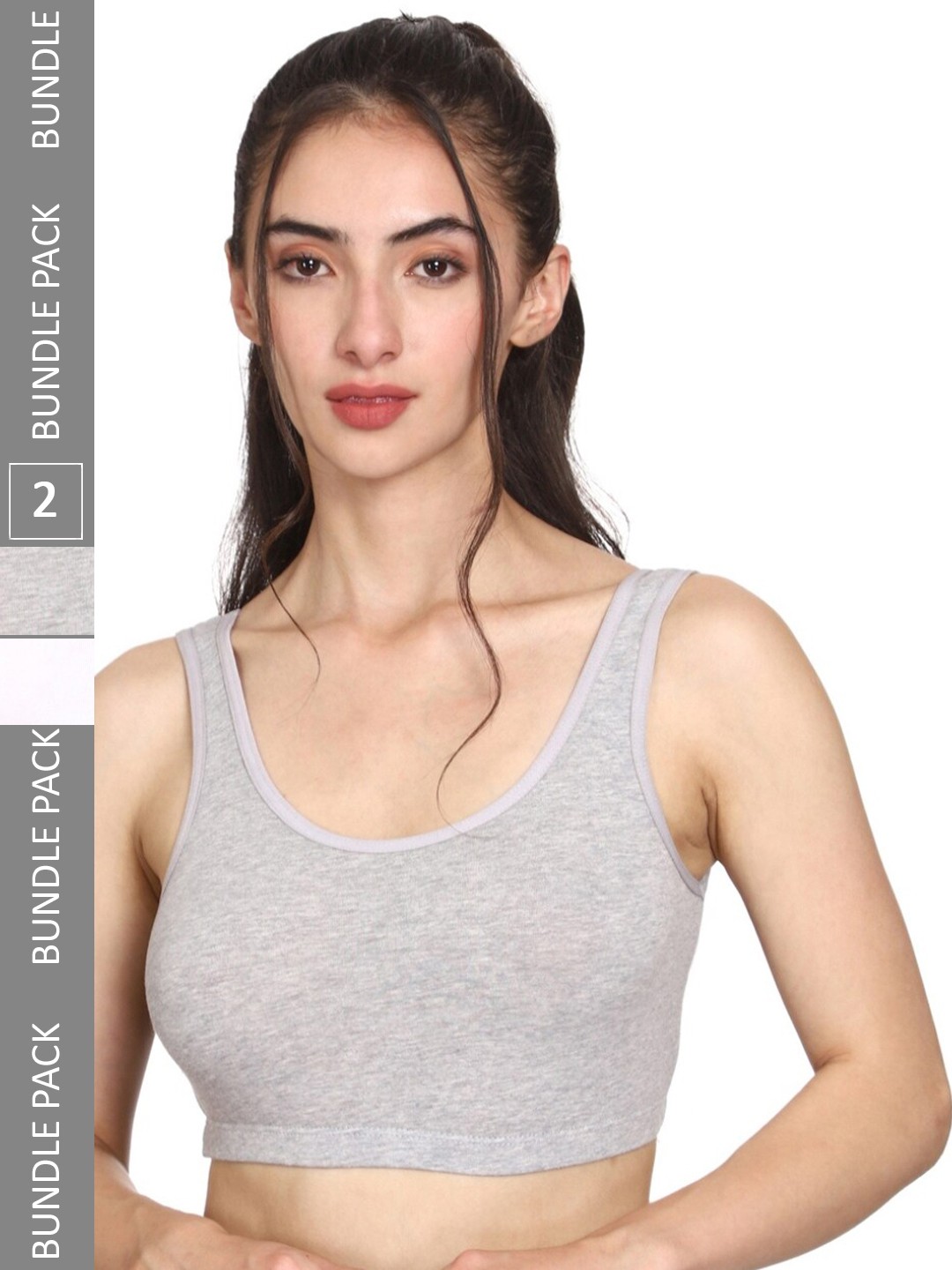 

MYSHA Pack Of 2 Dry Fit Full Coverage Workout Bra With All Day Comfort, Grey