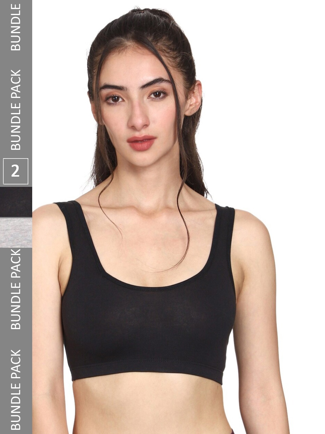 

MYSHA Pack Of 2 Full Coverage Dry Fit Workout Bra With All Day Comfort, Black