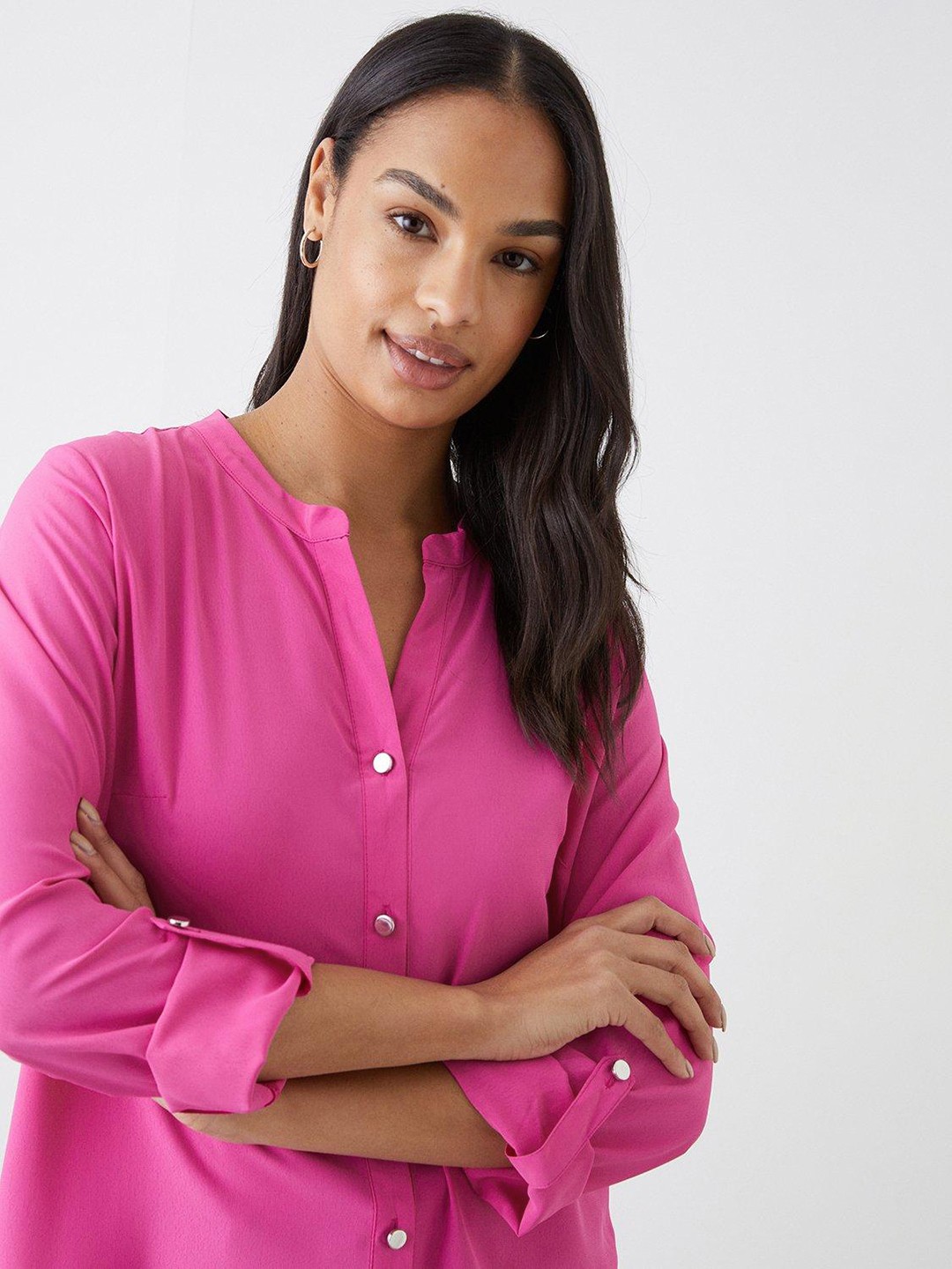 

DOROTHY PERKINS Solid Opaque Casual Shirt, Pink