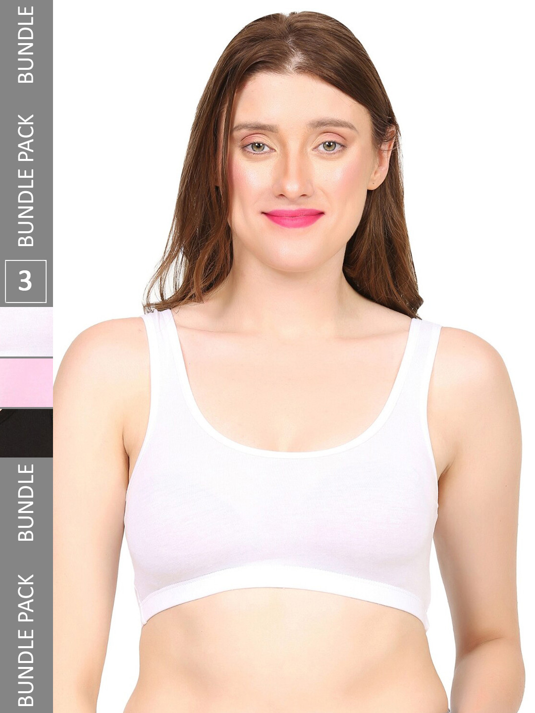 

MYSHA Pack Of 3 Full Coverage Dry Fit Pure Cotton Workout Bra With All Day Comfort, White