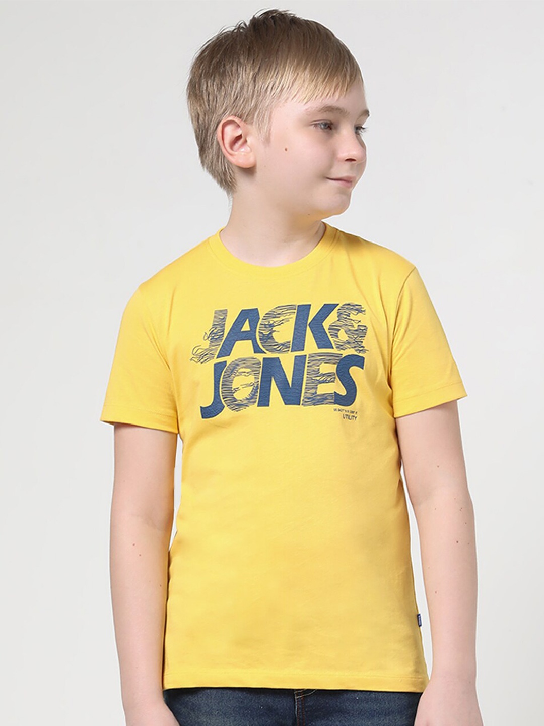 

Jack & Jones Junior Boys Typography Printed Slim Fit Pure Cotton T-Shirt, Yellow