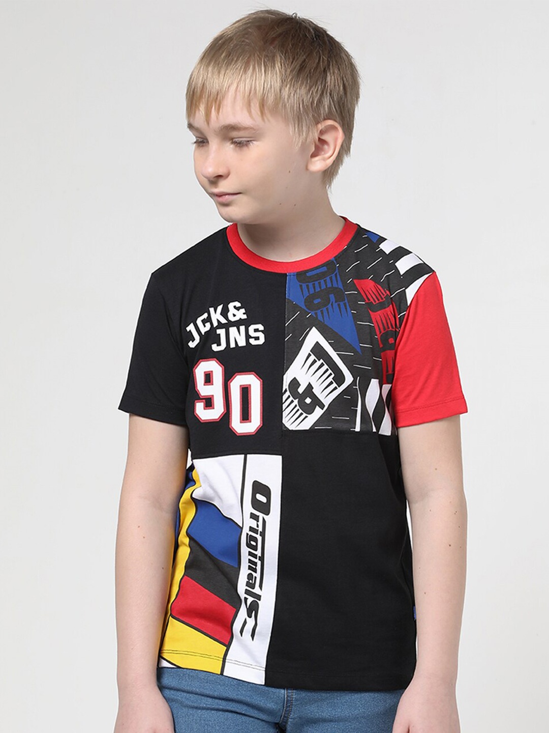 

Jack & Jones Junior Boys Typography Printed Pure Cotton T-Shirt, Black