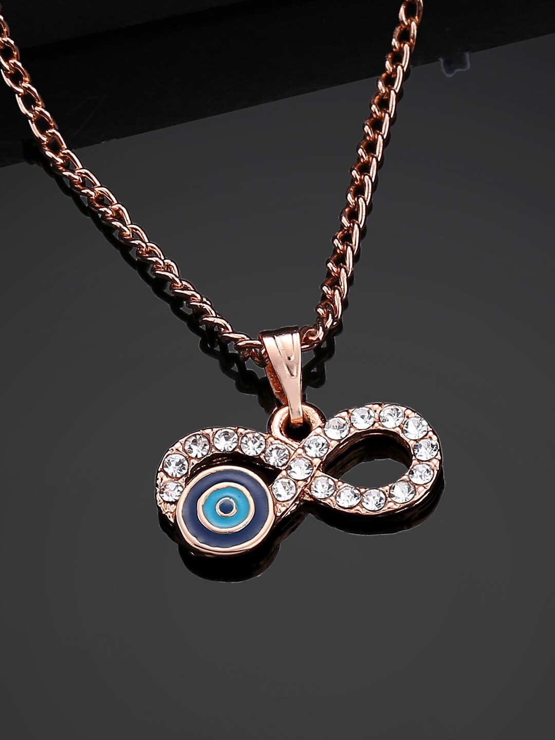 

Estele Rose Gold-Plated Stone-Studded Pendant With Chain