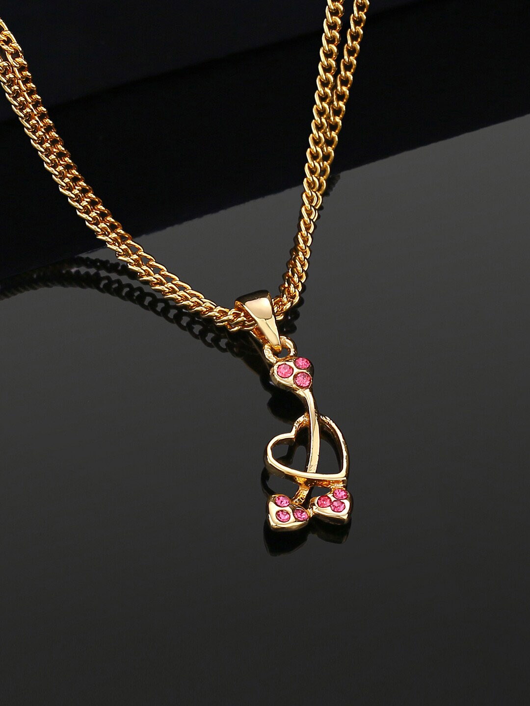 

Estele Gold-Plated Stone-Studded Pendant With Chain