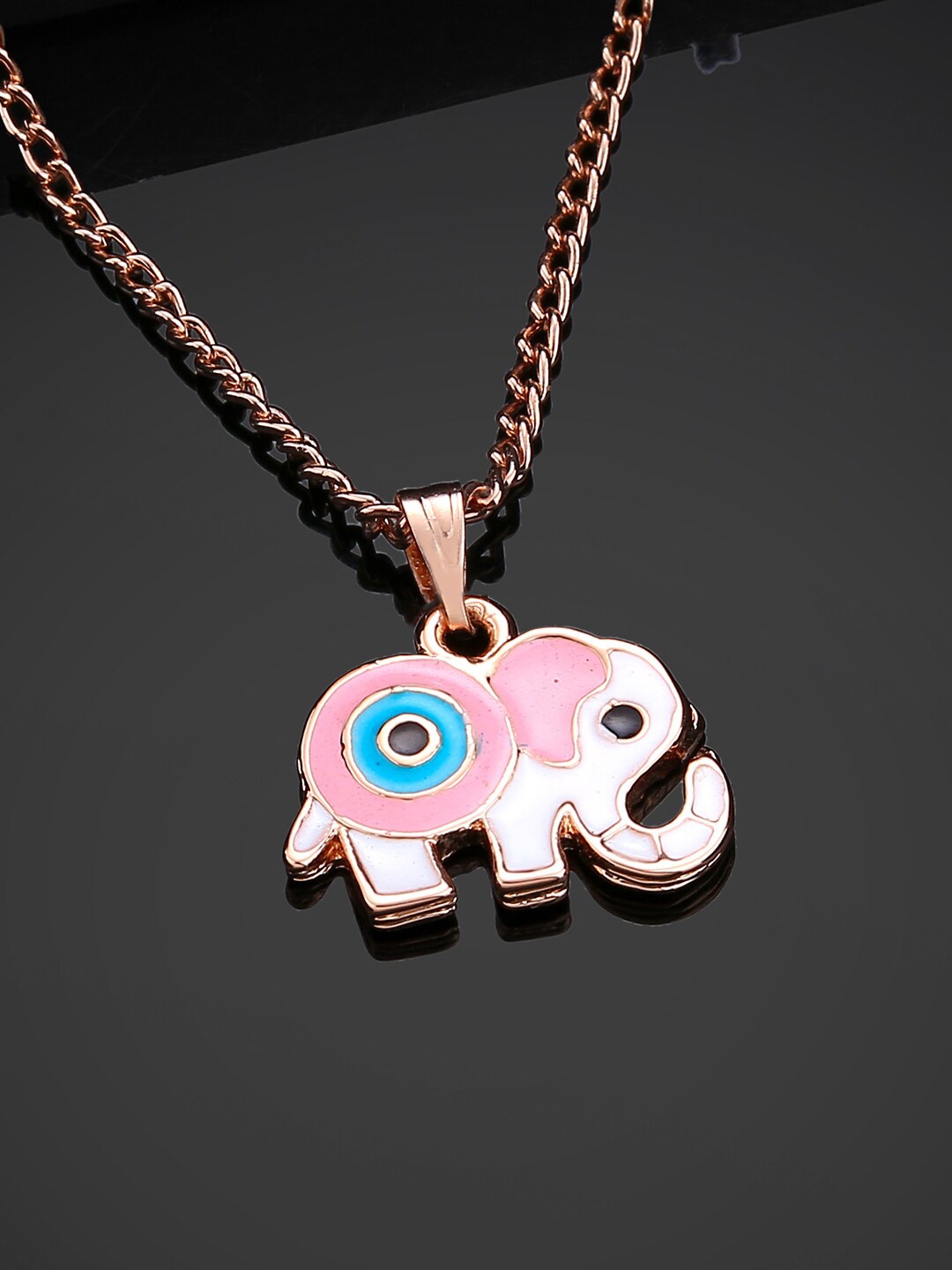 

Estele Rose Gold-Plated Textured Pendant With Chain