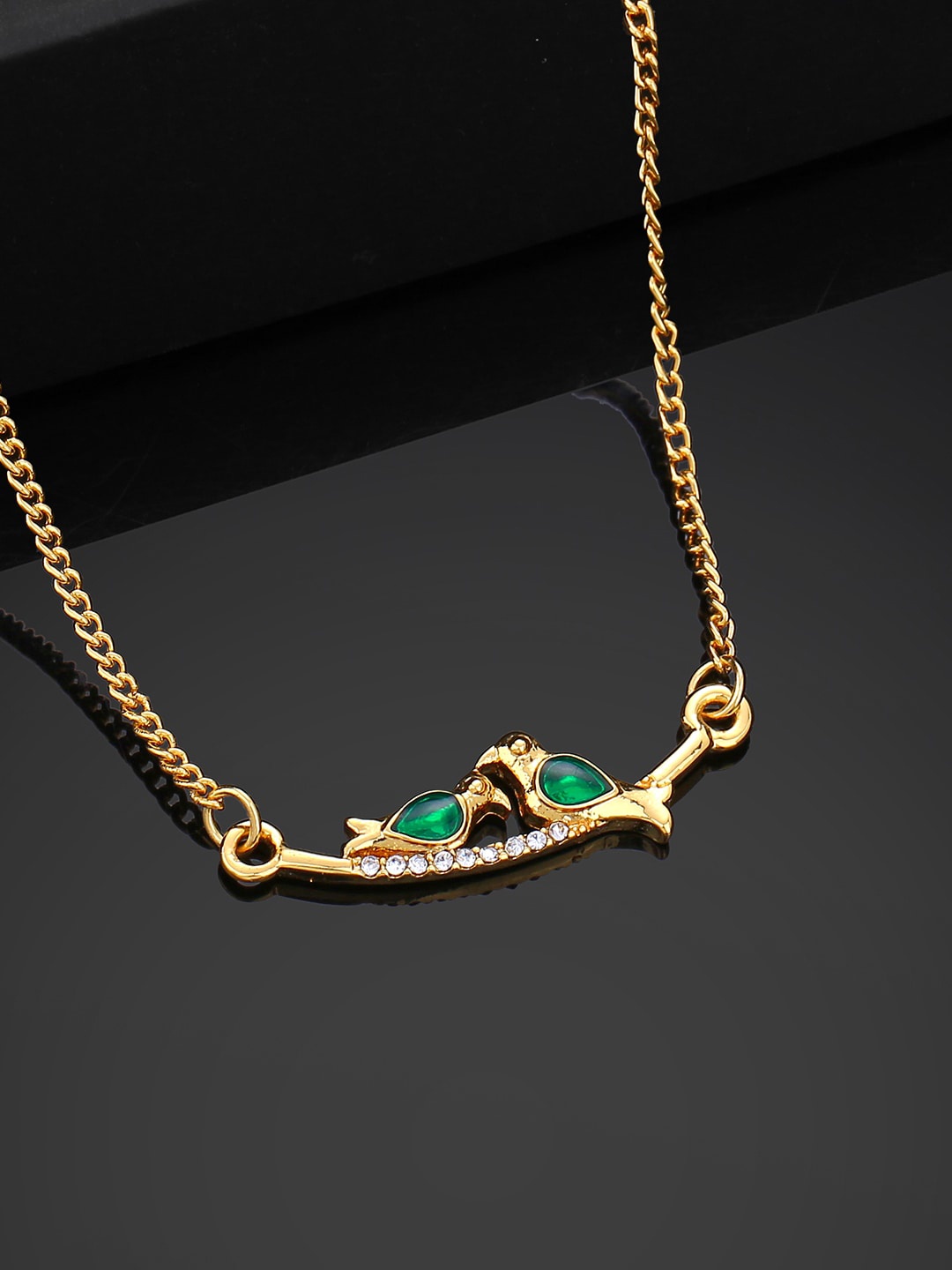 

Estele Gold-Plated Stone-Studded Pendant With Chain