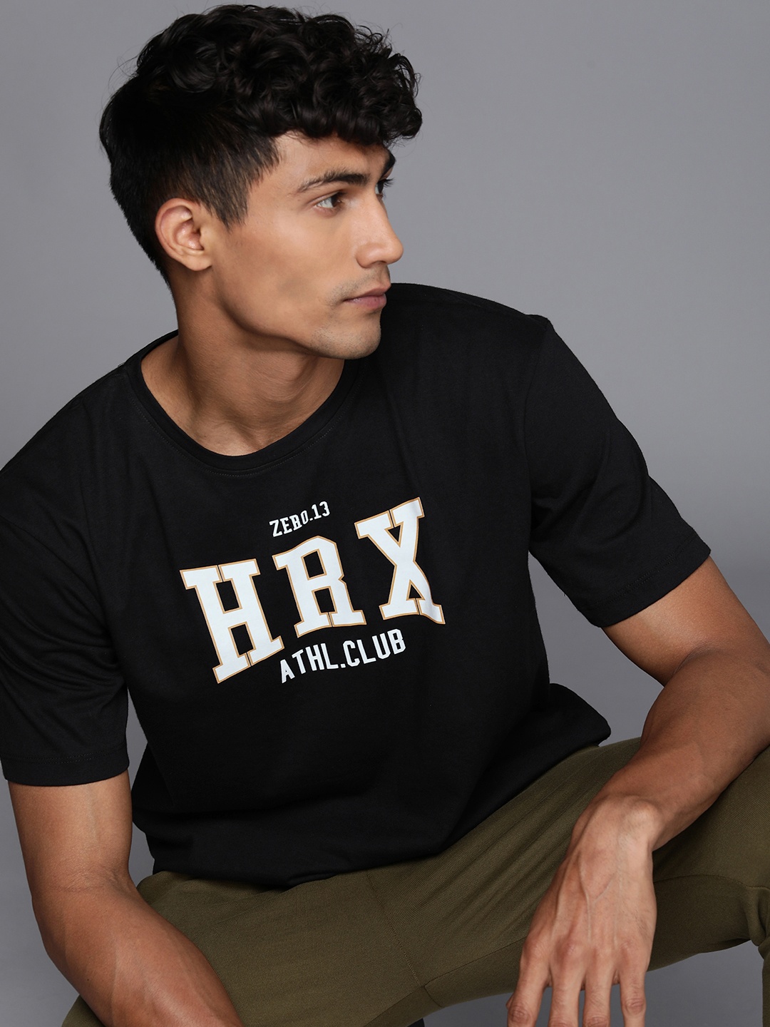 

HRX by Hrithik Roshan Men Brand Logo Printed T-shirt, Black